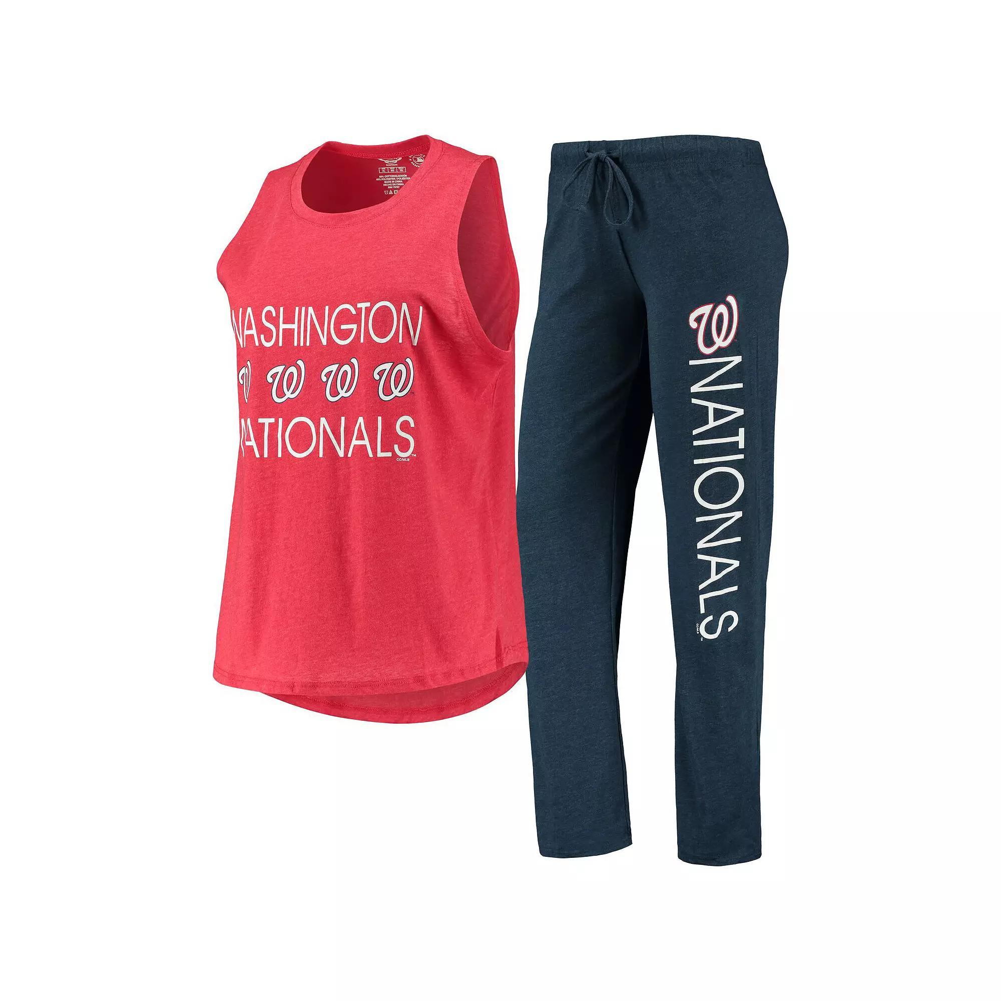 Women's Concepts Sport Navy/Red Washington Nationals Meter Muscle Tank Top & Pants Sleep Set, Size: Medium, Blue Product Image