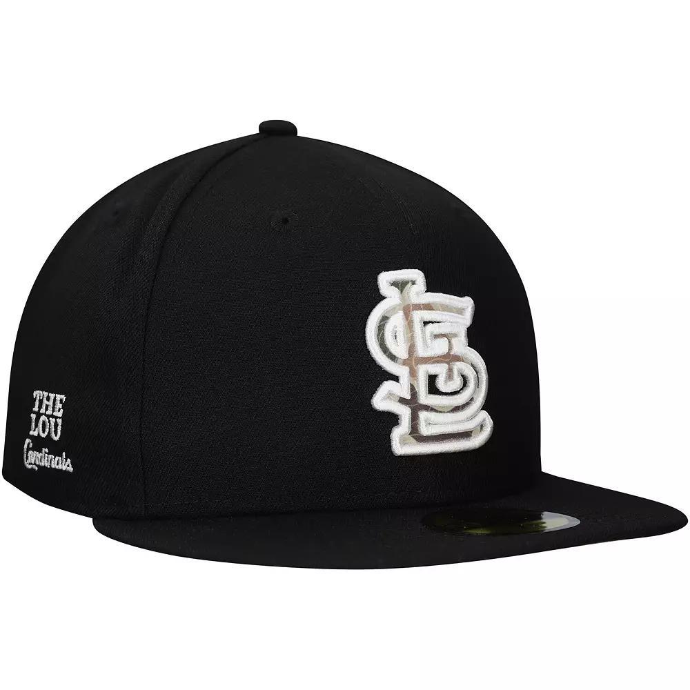 Men's New Era Black St. Louis Cardinals Troop Chant Camo Undervisor 59FIFTY Fitted Hat, Size: 7 1/4 Product Image
