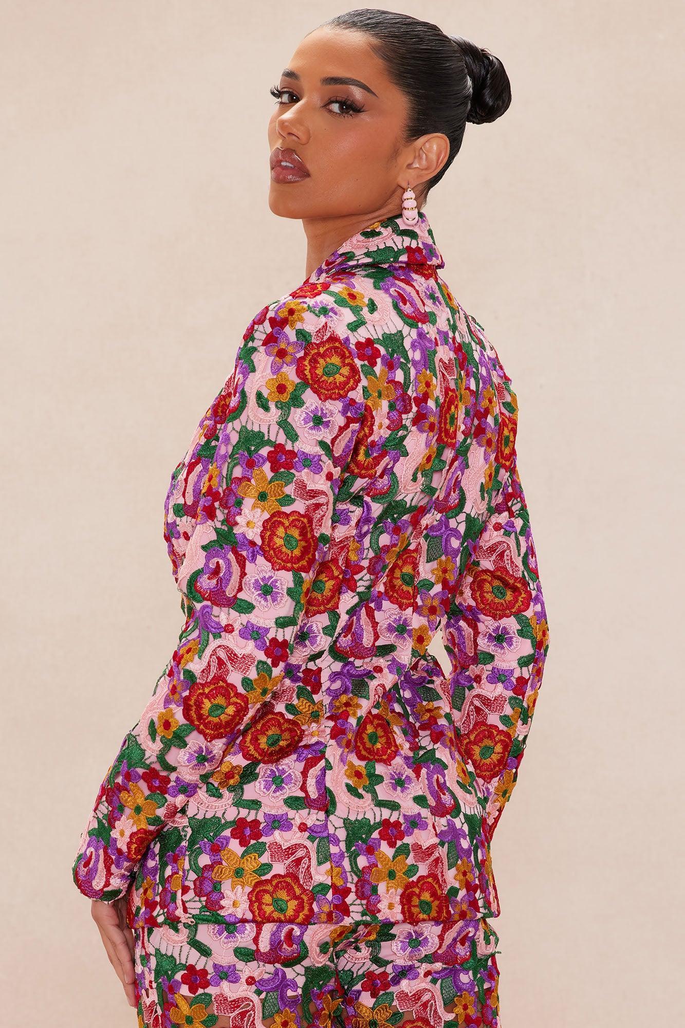 Aubrey Floral Lace Blazer - Pink/combo Product Image