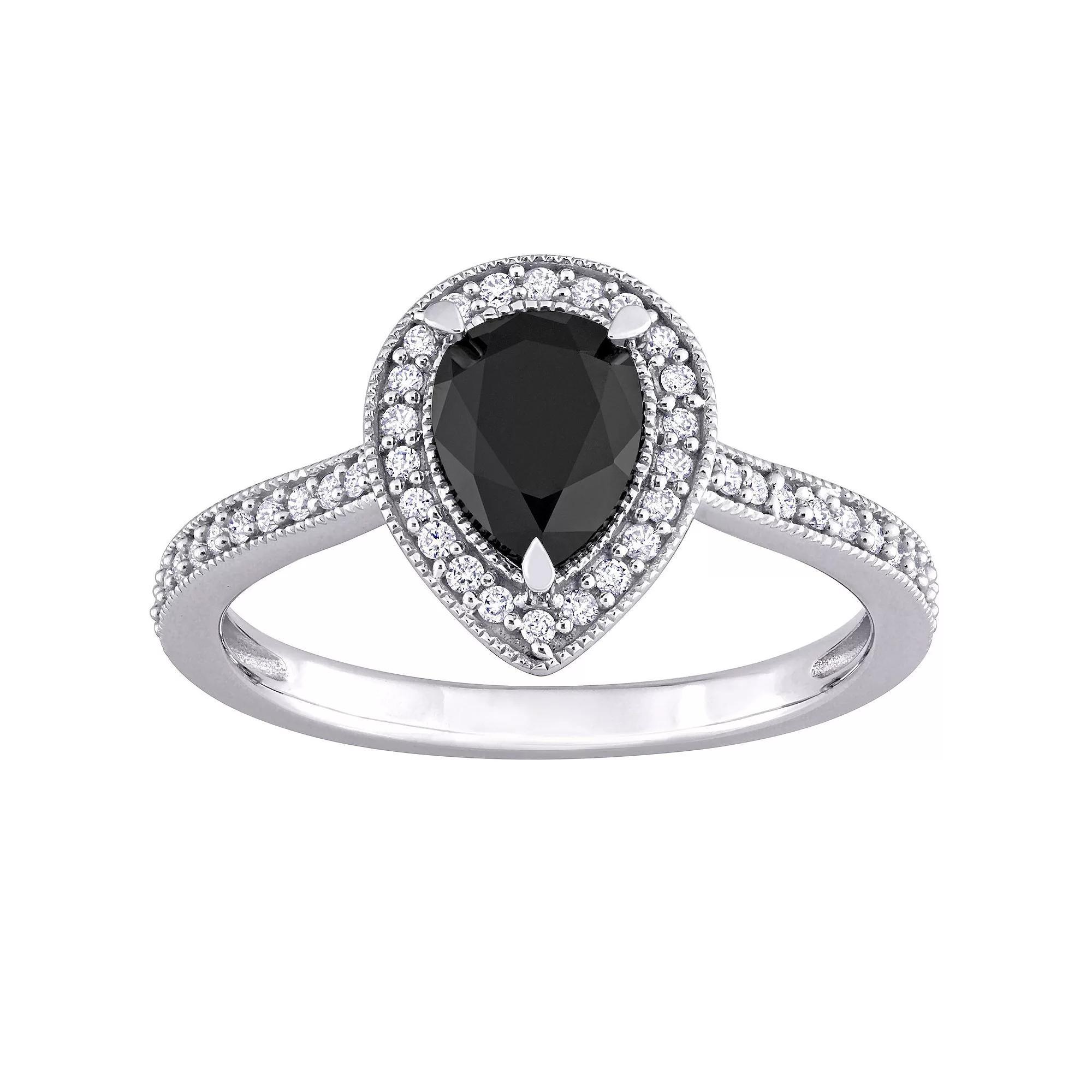 Stella Grace 14k White Gold 1 1/4 Carat T.W. Black & White Diamond Engagement Ring, Women's, Size: 7 Product Image