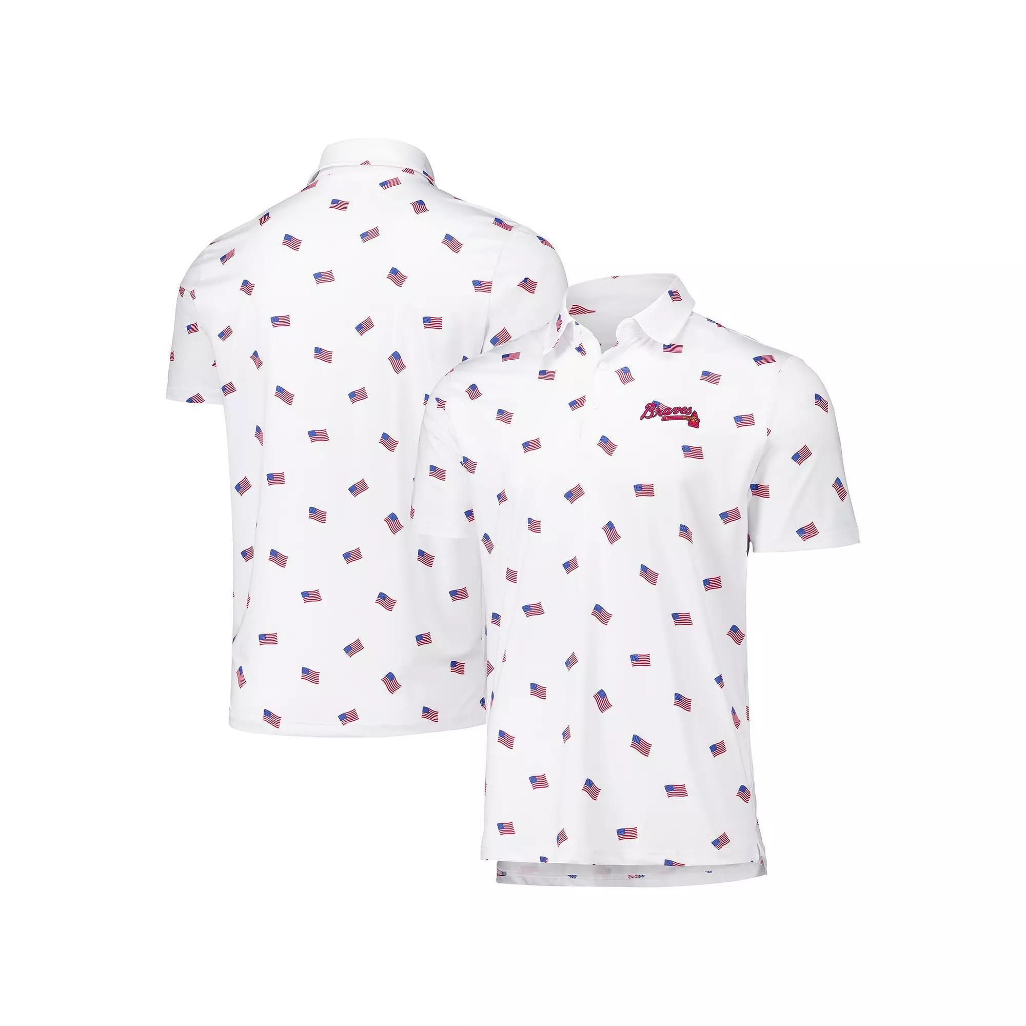 Men's Antigua White Atlanta Braves  Americana Polo, Size: Small Product Image