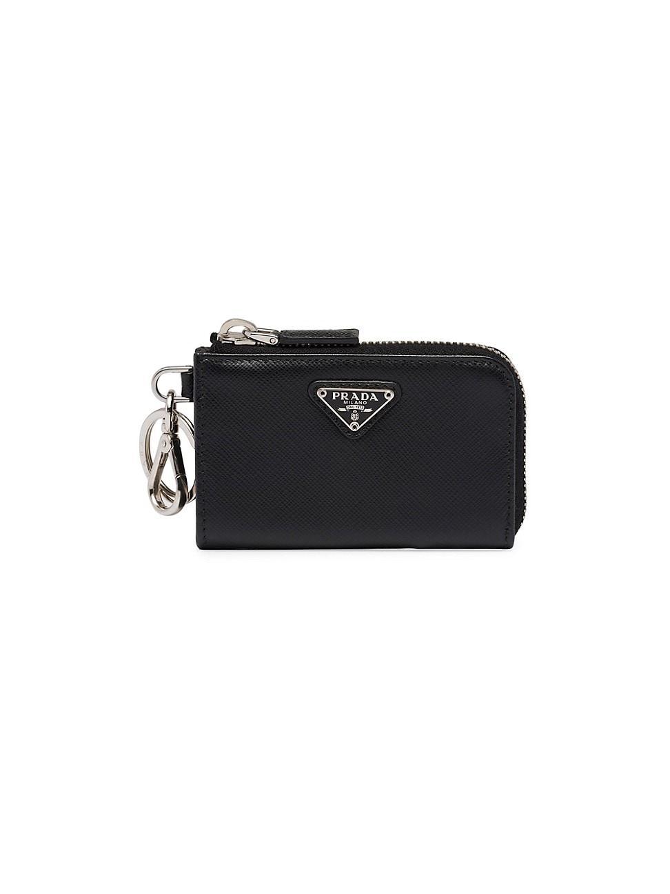 Mens Saffiano Leather Mini Pouch Keychain Product Image