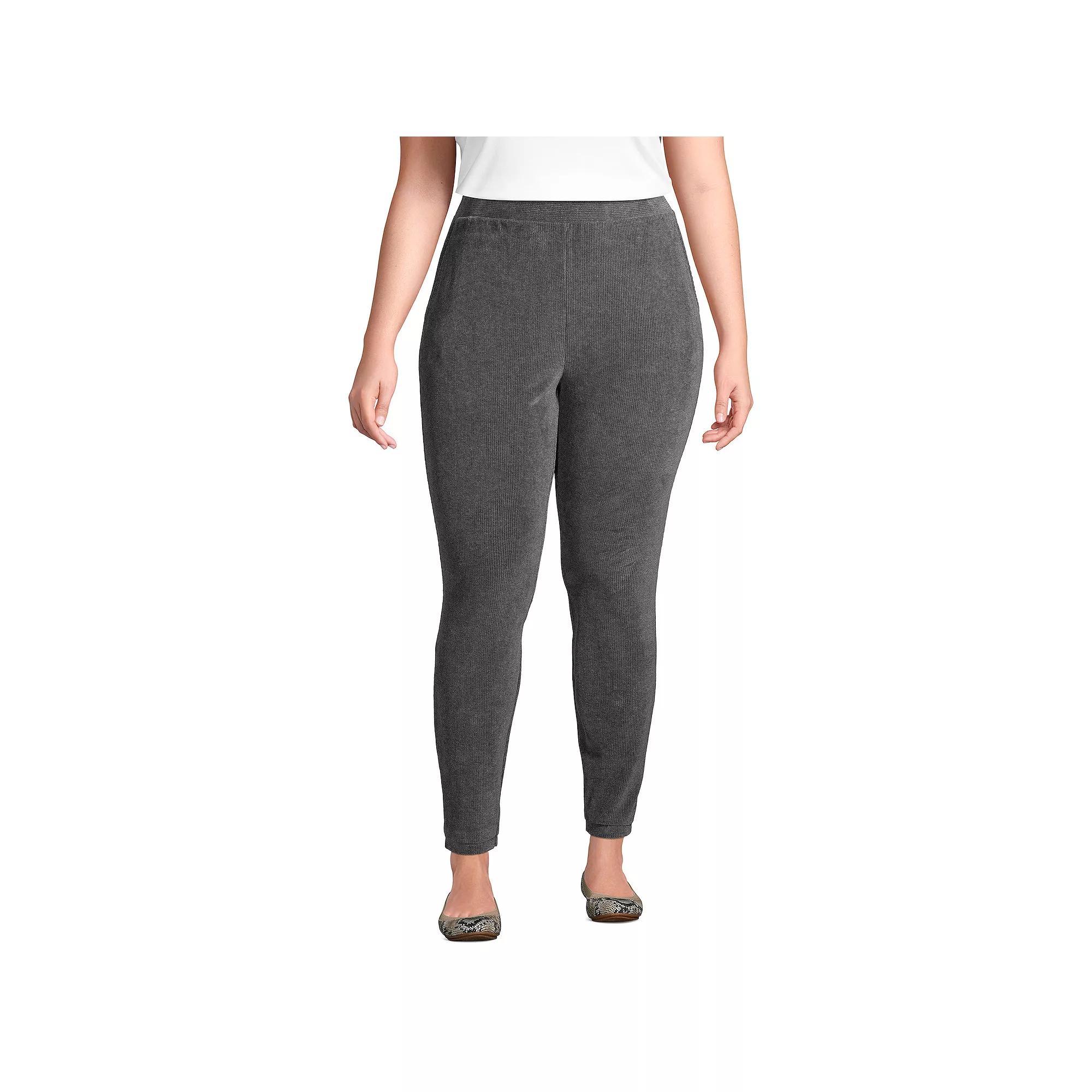Plus Size Lands' End Sport Knit High-Waist Corduroy Leggings, Women's, Size: 1XL, Grey Product Image