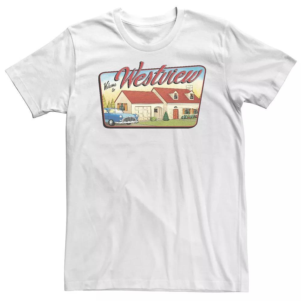 Big & Tall Marvel WandaVision Welcome To Westview Tee, Men's, Size: 3XL Tall, White Product Image