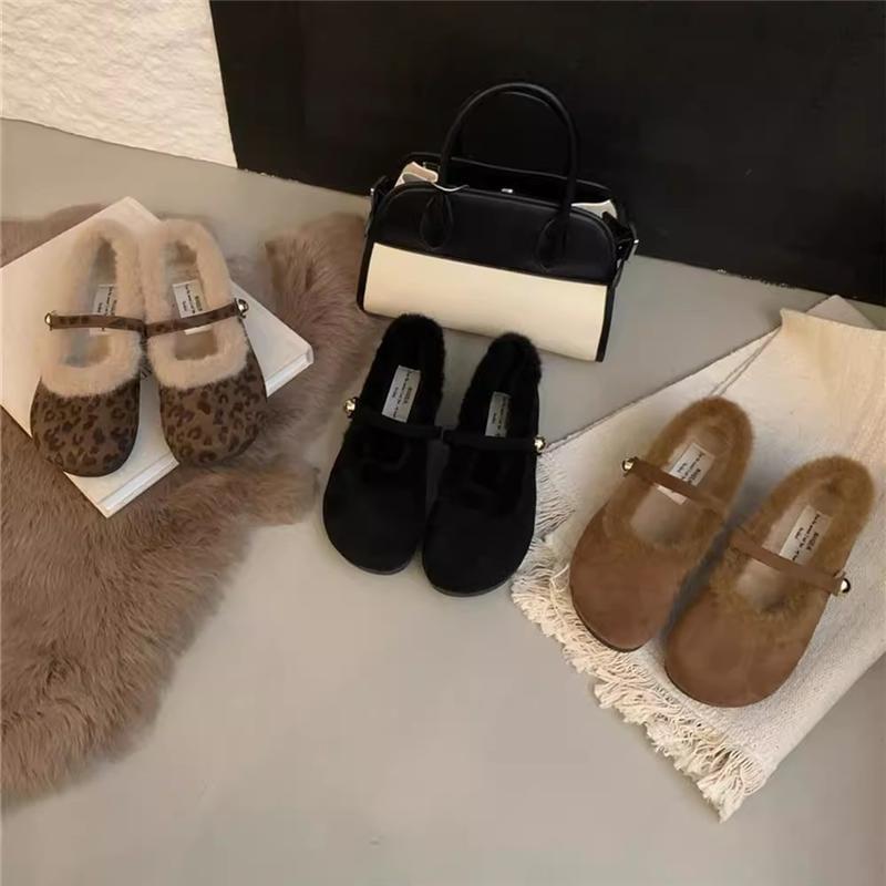 Fleece Trim Mary Jane Flats Product Image