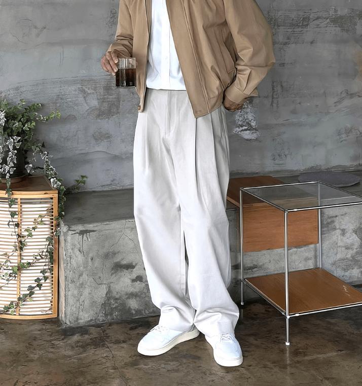 RT No. 10927 FOLDED PLEATED STRAIGHT PANTS Product Image