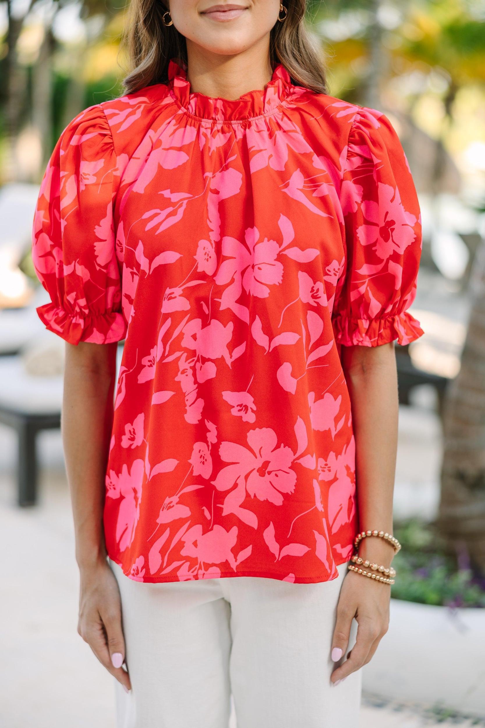 Say You Love Me Red Floral Blouse Female Product Image