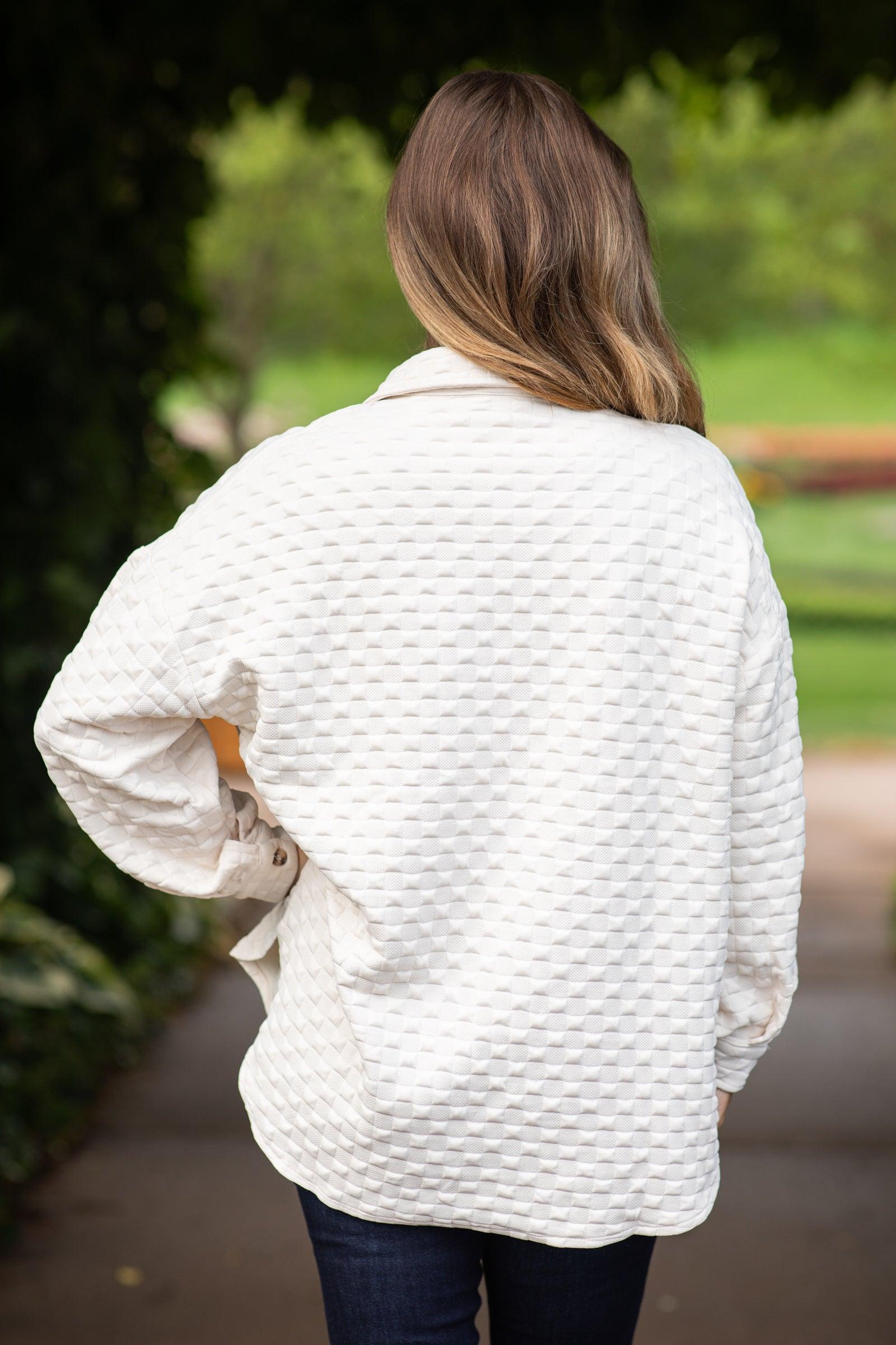 Ivory Textured Knit Shacket Product Image