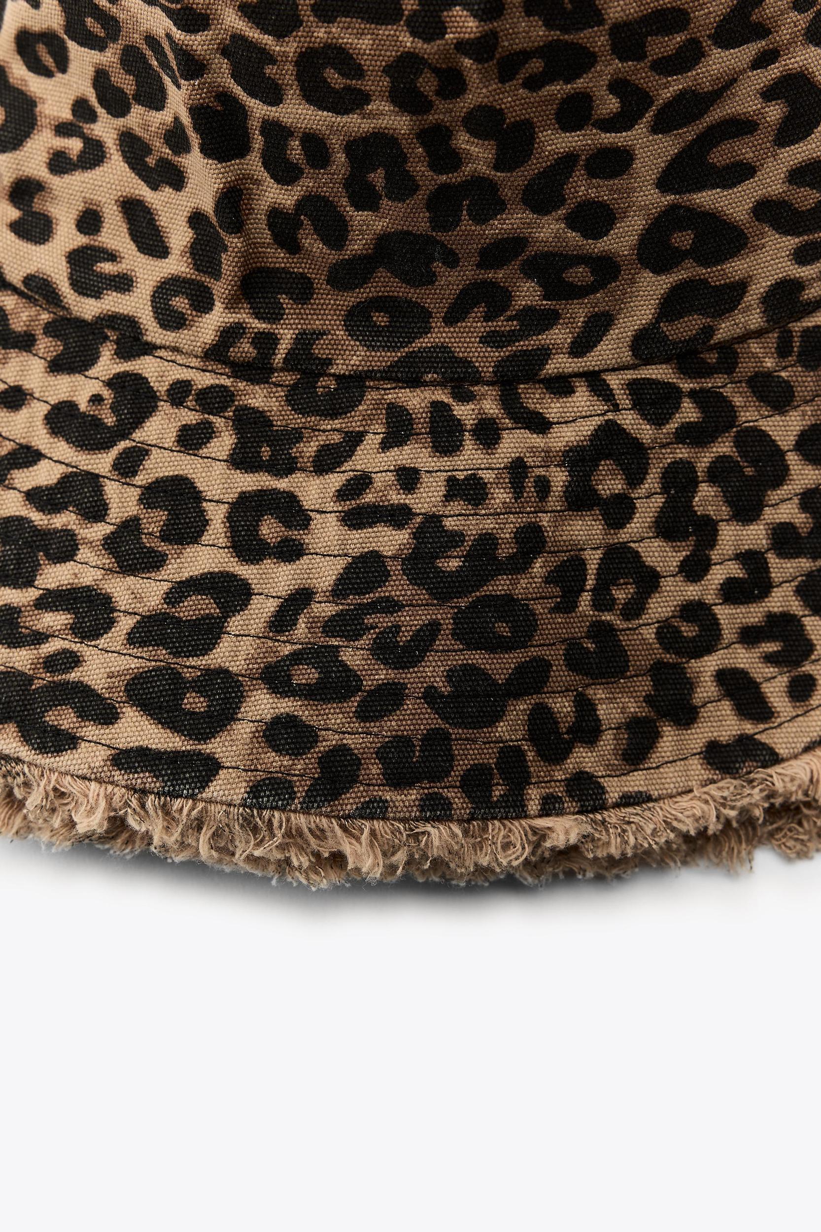 ANIMAL PRINT FRAYED BUCKET HAT Product Image