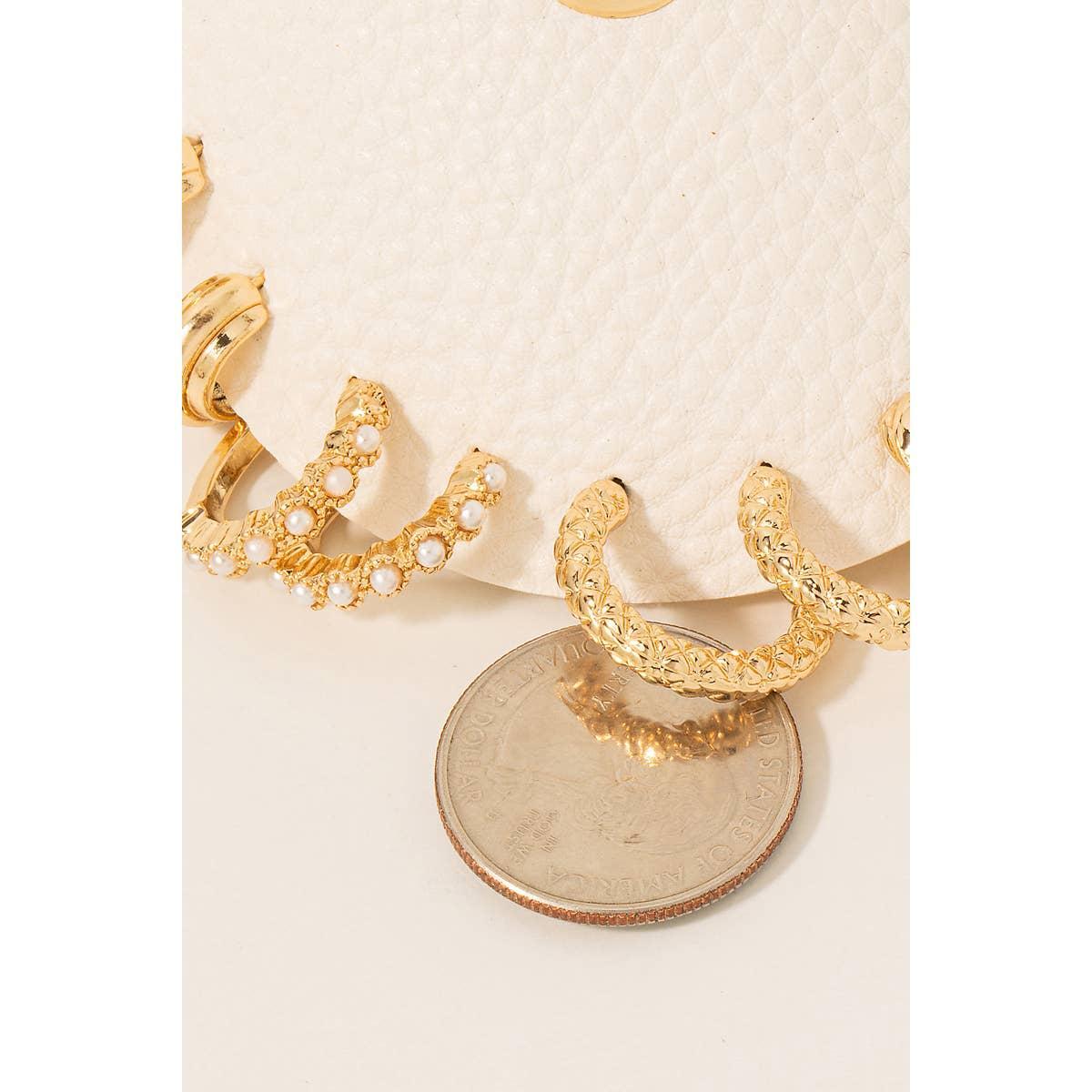 Mixed Metallic Hoop Earrings Set Product Image