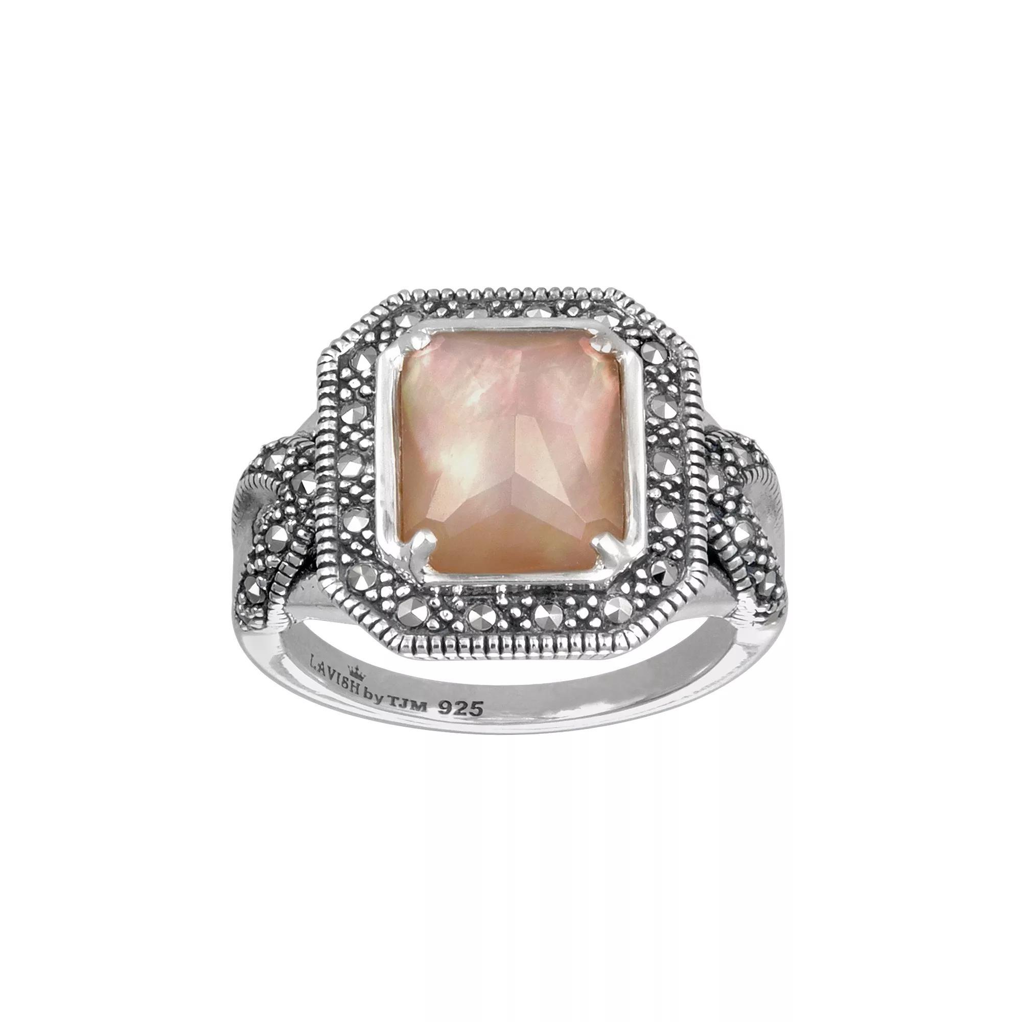 Diamond Splendor Sterling Silver Mother-of-Pearl & Crystal Doublet Ring, Women's, Size: 7, Yellow Product Image
