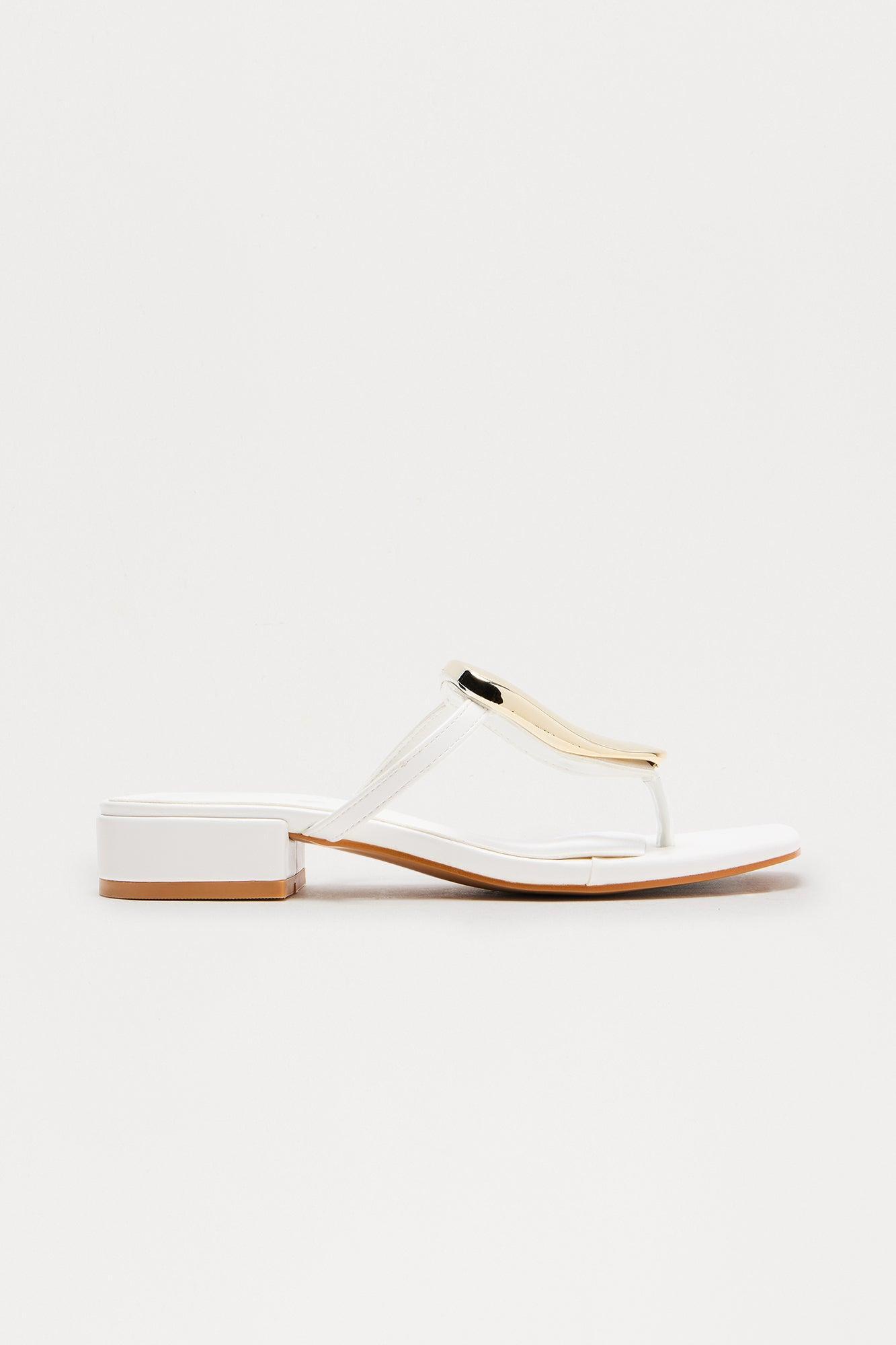 Montie Hardware Flip Flops - White Product Image