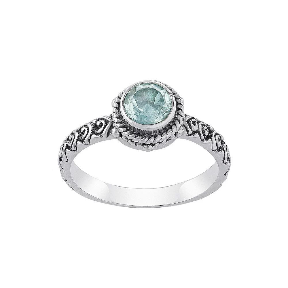 Athra NJ Inc Sterling Silver Blue Topaz Oxidized Ring, Womens Product Image