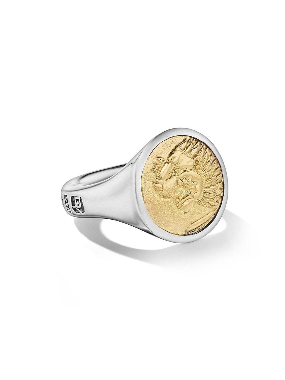 Mens Petrvs Lion Signet Ring in Sterling Silver Product Image