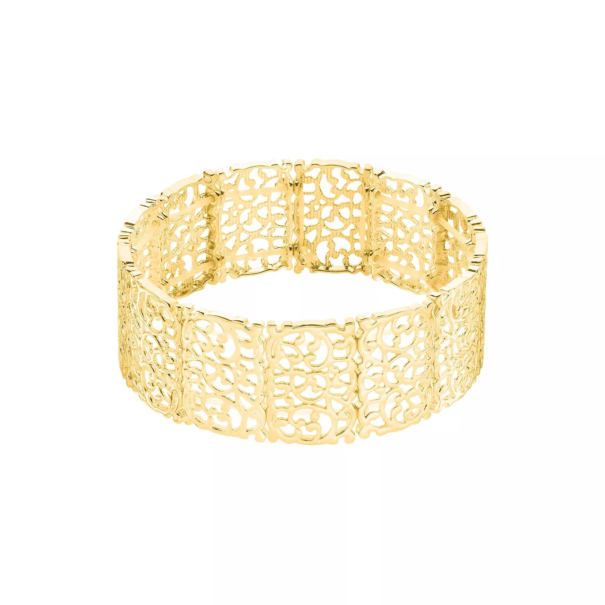LC Lauren Conrad Gold Tone Filigree Panels Stretch Bracelet, Women's, None Product Image