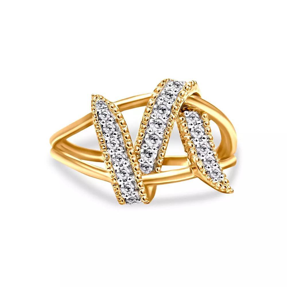 Haus of Brilliance 14k Gold Plated Sterling Silver 1/4 Carat T.W. Diamond Interlocking Bypass Ring, Women's, Size: 6, Gold Tone Product Image