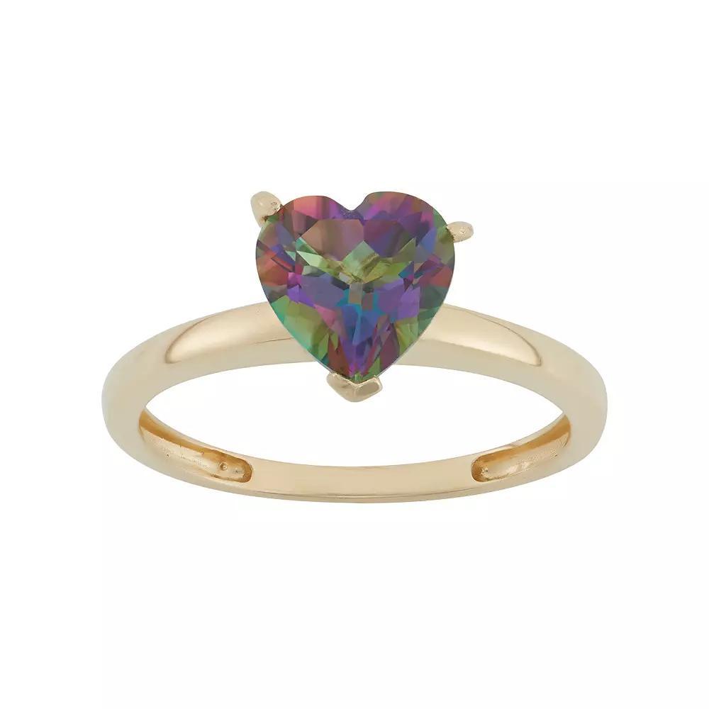 Designs by Gioelli Mystic Topaz 10k Gold Heart Ring, Womens, Green Product Image