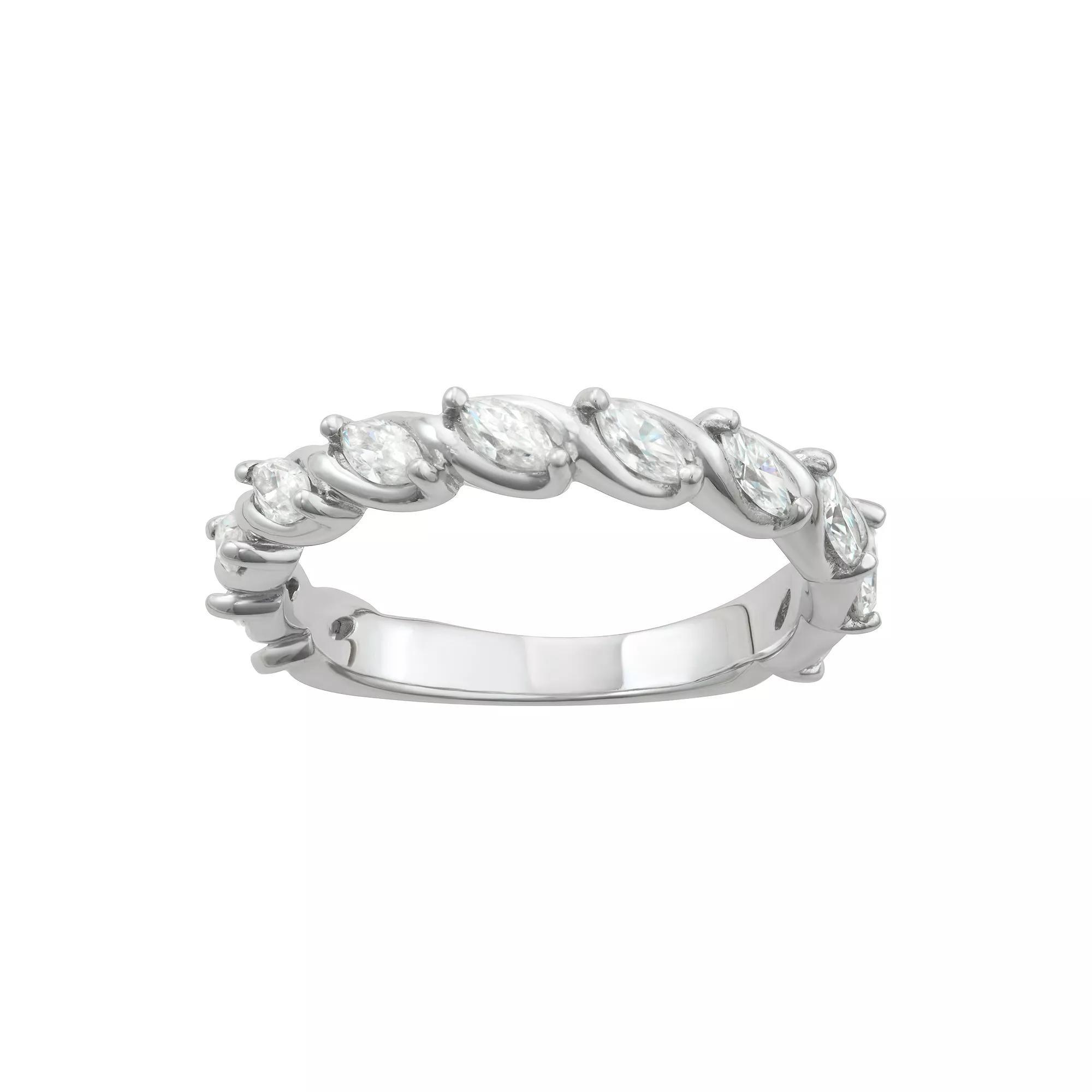 Charles & Colvard 14k Gold 3/4 Carat T.W. Lab-Created Moissanite Marquise Twisted Band, Women's, Size: 8, White Product Image