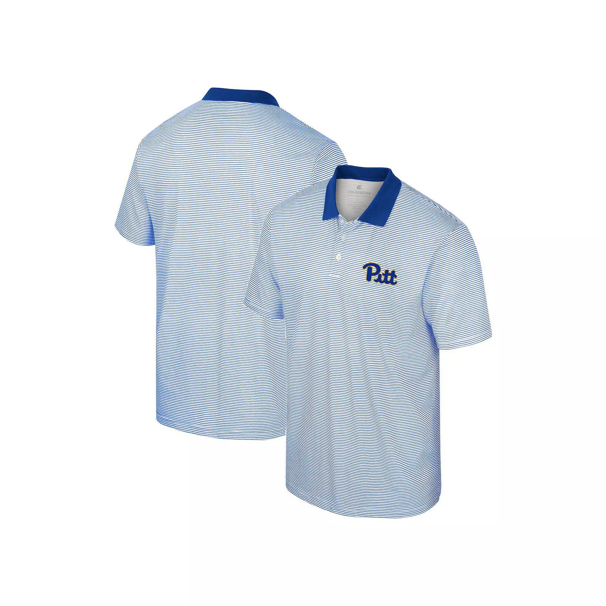 Men's Colosseum White/Royal Pitt Panthers Print Stripe Polo, Size: 3XL Product Image