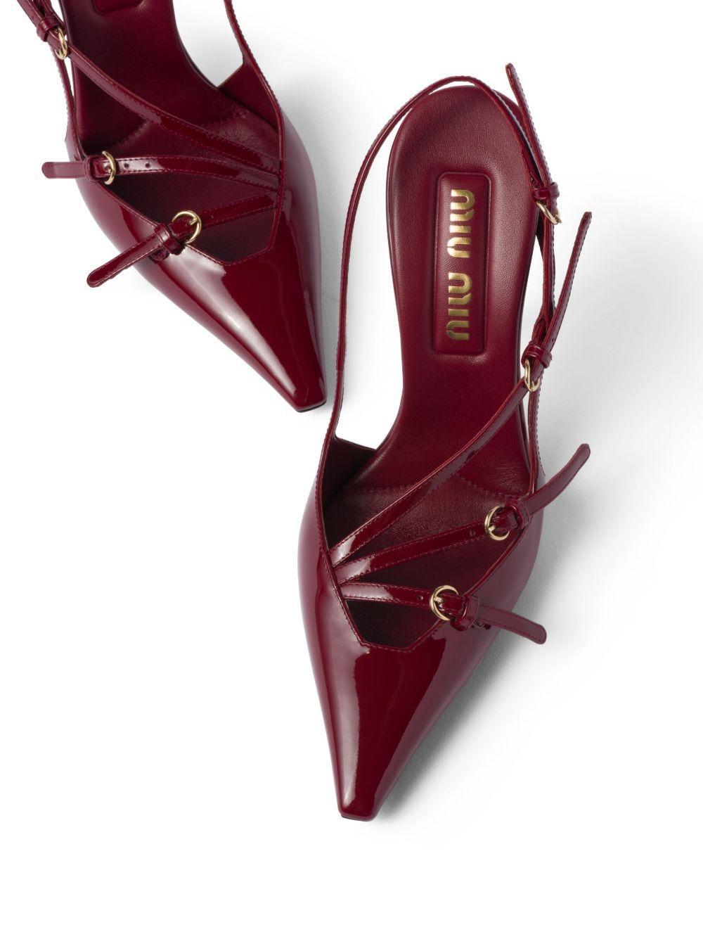 MIU MIU Slingback Deep Purple In Patent Leather With Buckles Women In Burgundy Product Image