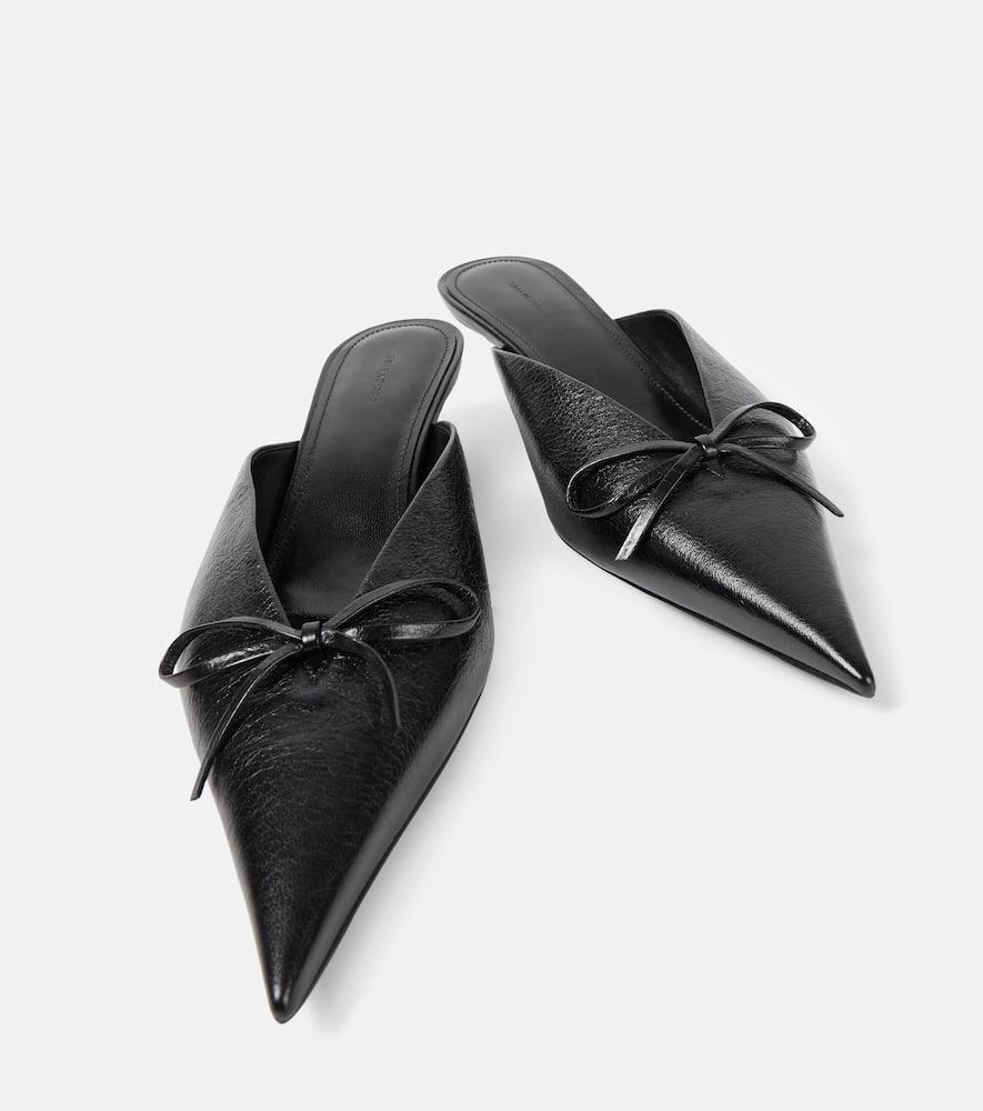 BALENCIAGA 40mm Knife Bow Leather Mules In  Black Product Image