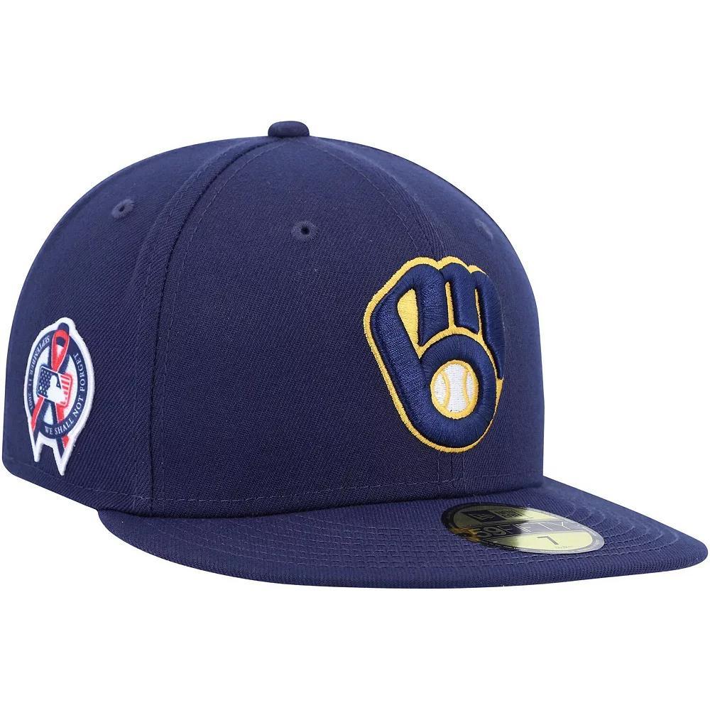 Men's New Era Navy Milwaukee Brewers 9/11 Memorial Side Patch 59FIFTY Fitted Hat, Size: 7 1/4, Blue Product Image