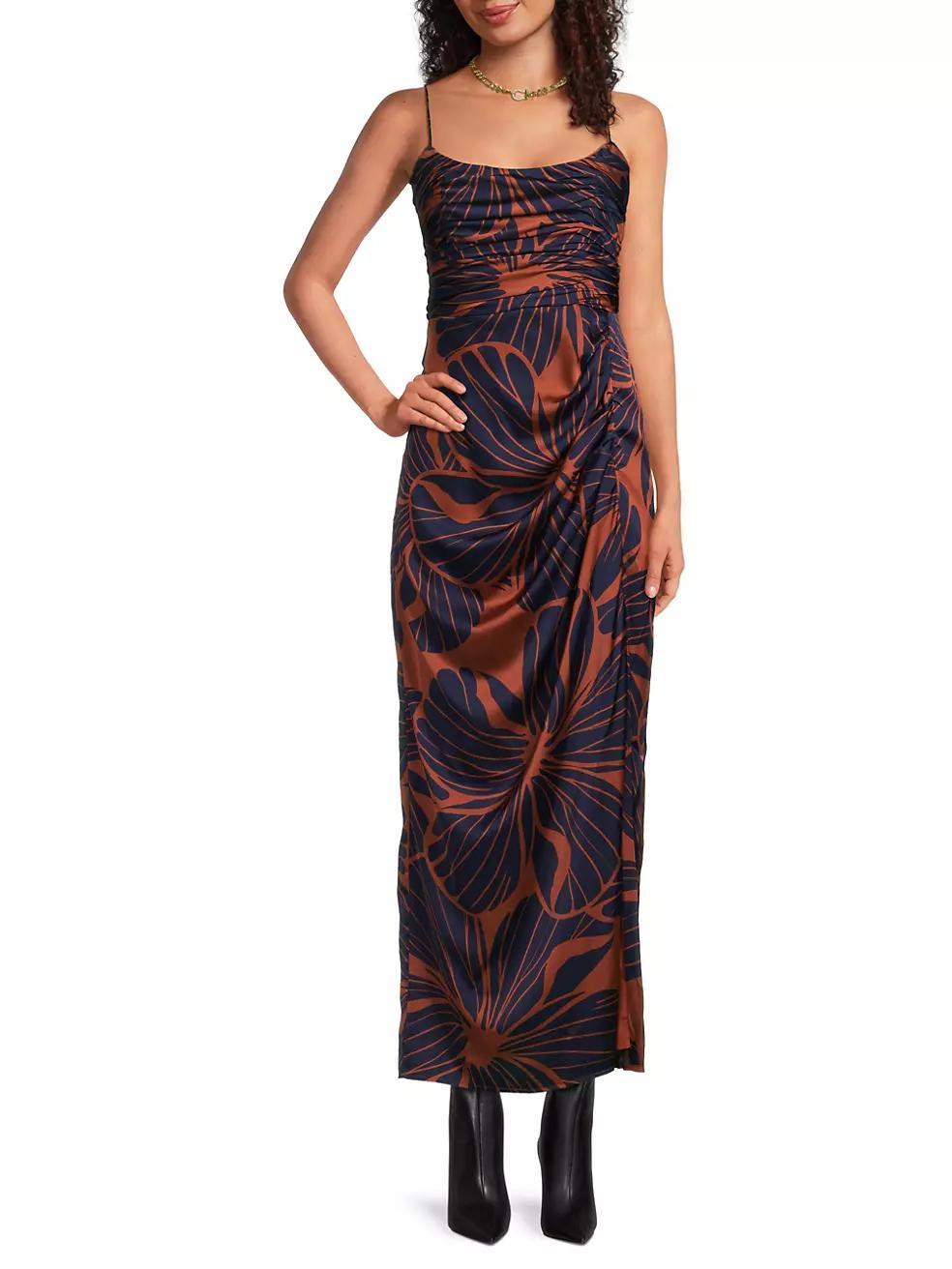 Luxe Floral Satin Maxi Dress Product Image