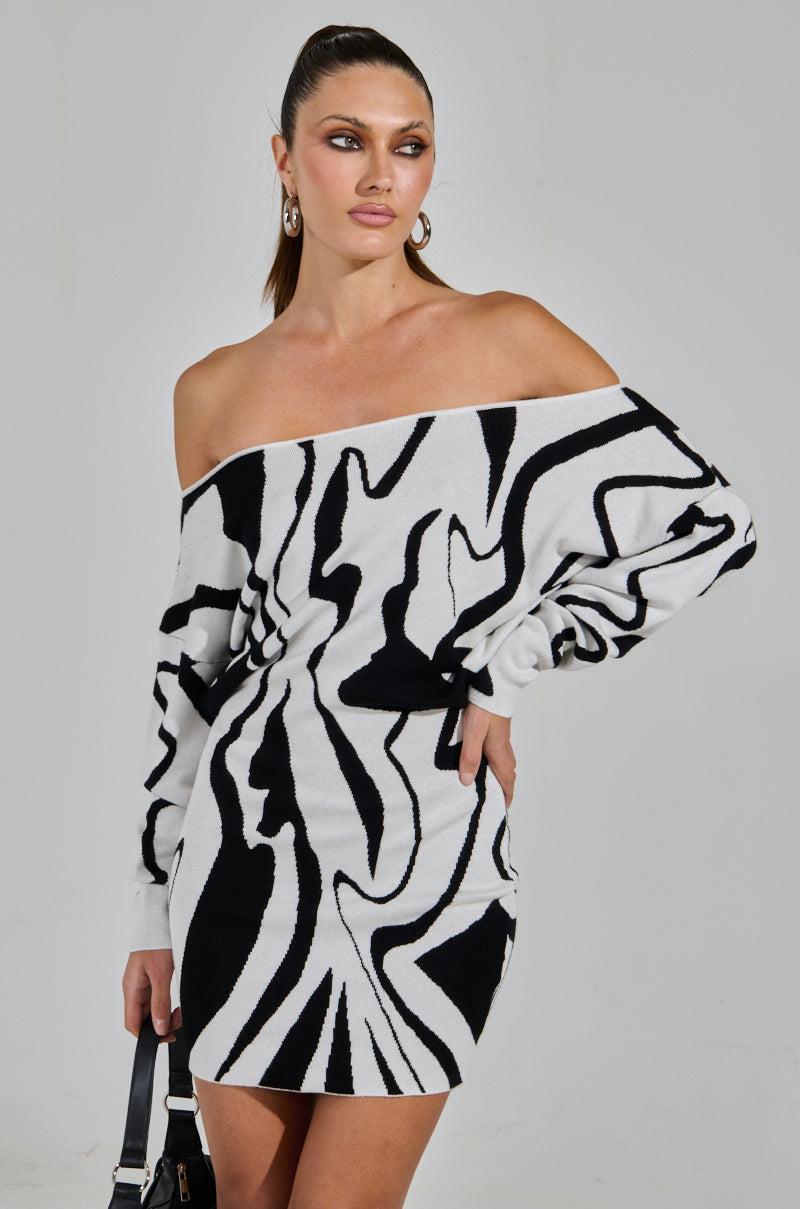 LYDIA KNIT PRINTED MINI DRESS Product Image
