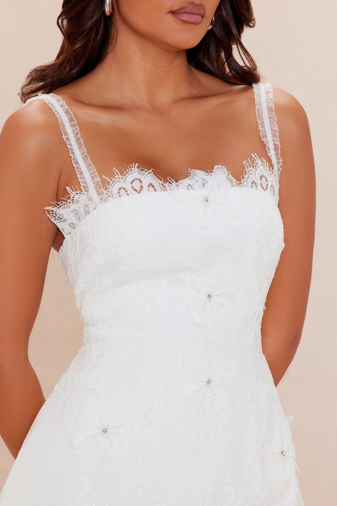 Shanelle Lace A Line Mini Dress - White Female Product Image