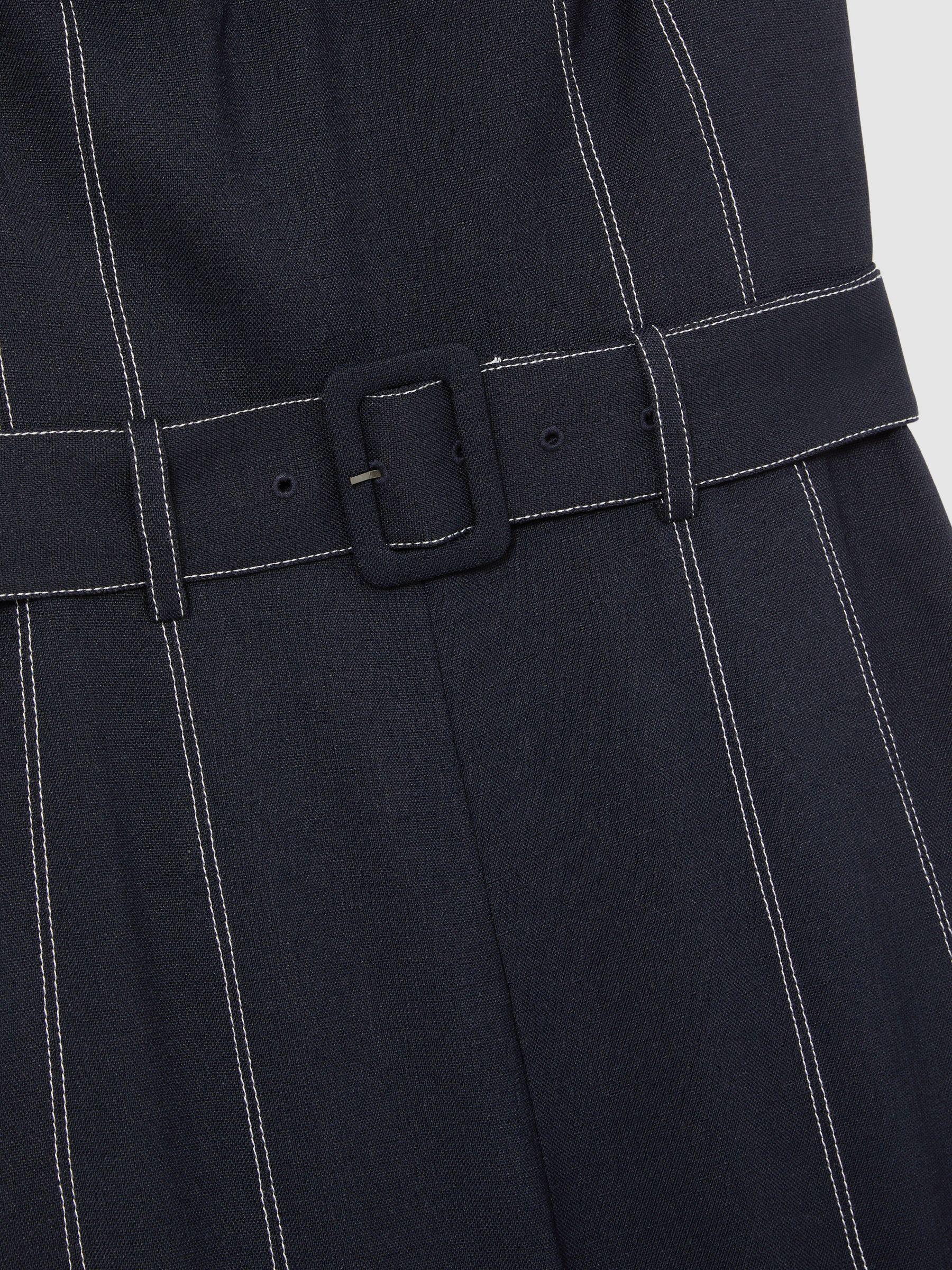 Contrast Stitch Structured Jumpsuit in Navy Product Image
