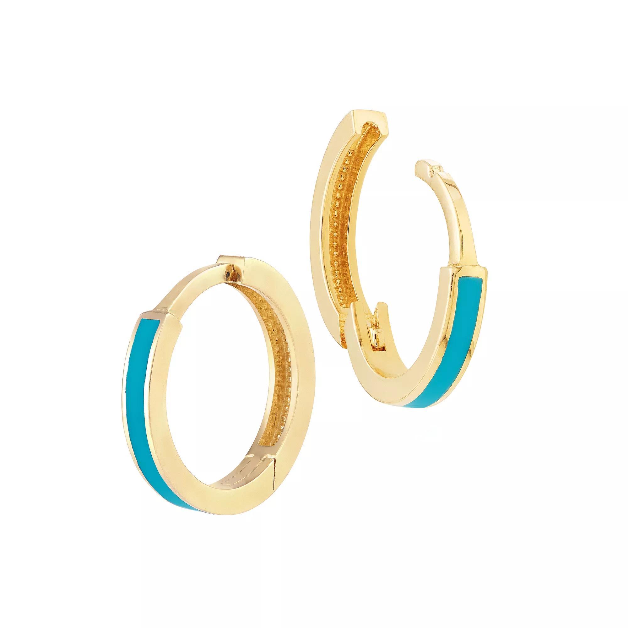 Color Romance 12.35 mm Enamel Hoop Earrings, Women's, Blue Product Image