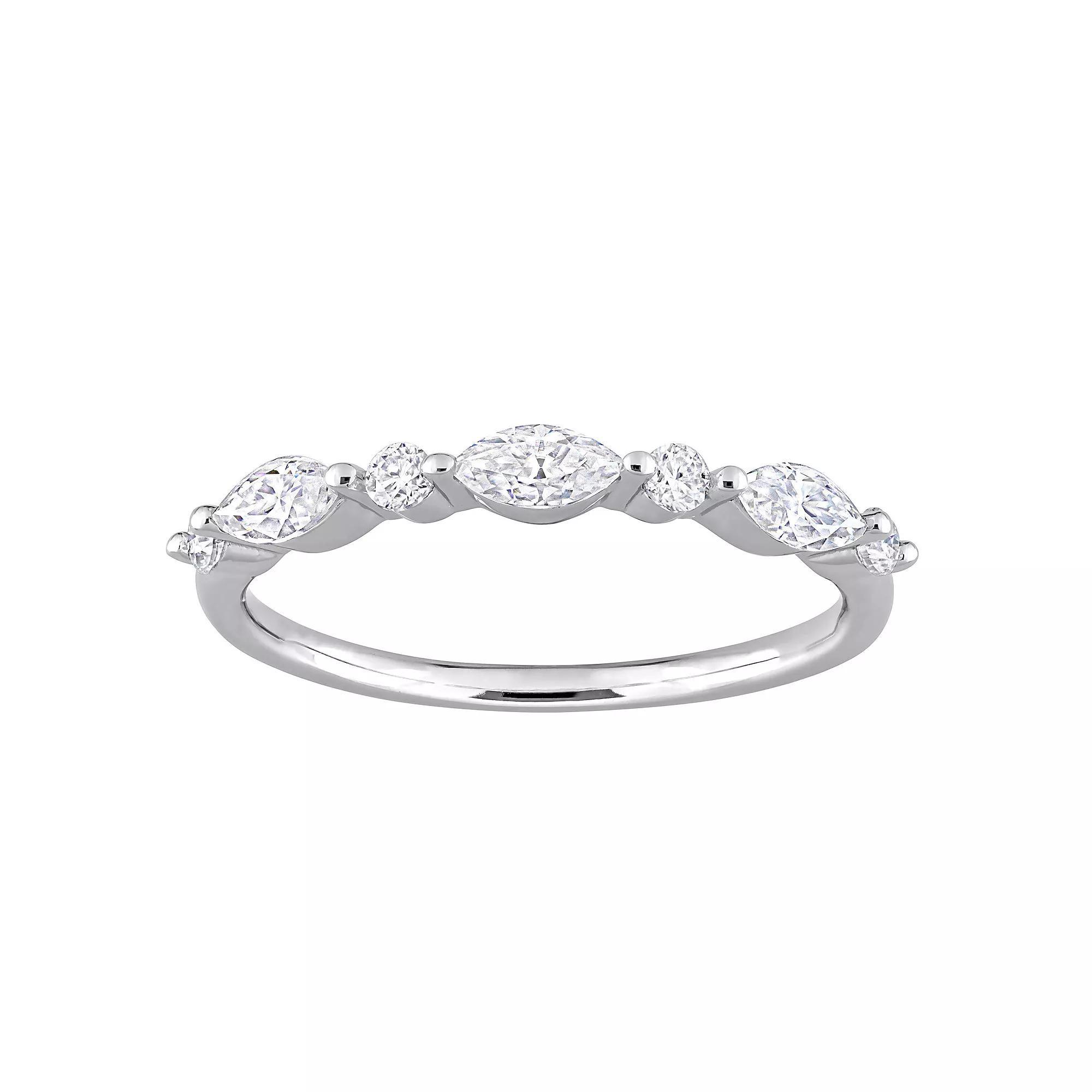 Stella Grace Sterling Silver 1/2 Carat T.W. Lab-Created Moissanite Semi-Eternity Ring, Womens Product Image
