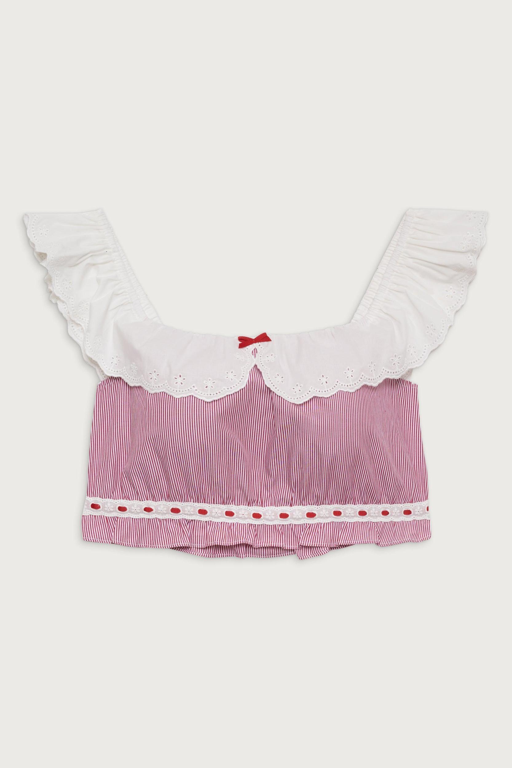 Darling Striped Cropped Shirt - Peppermint Product Image
