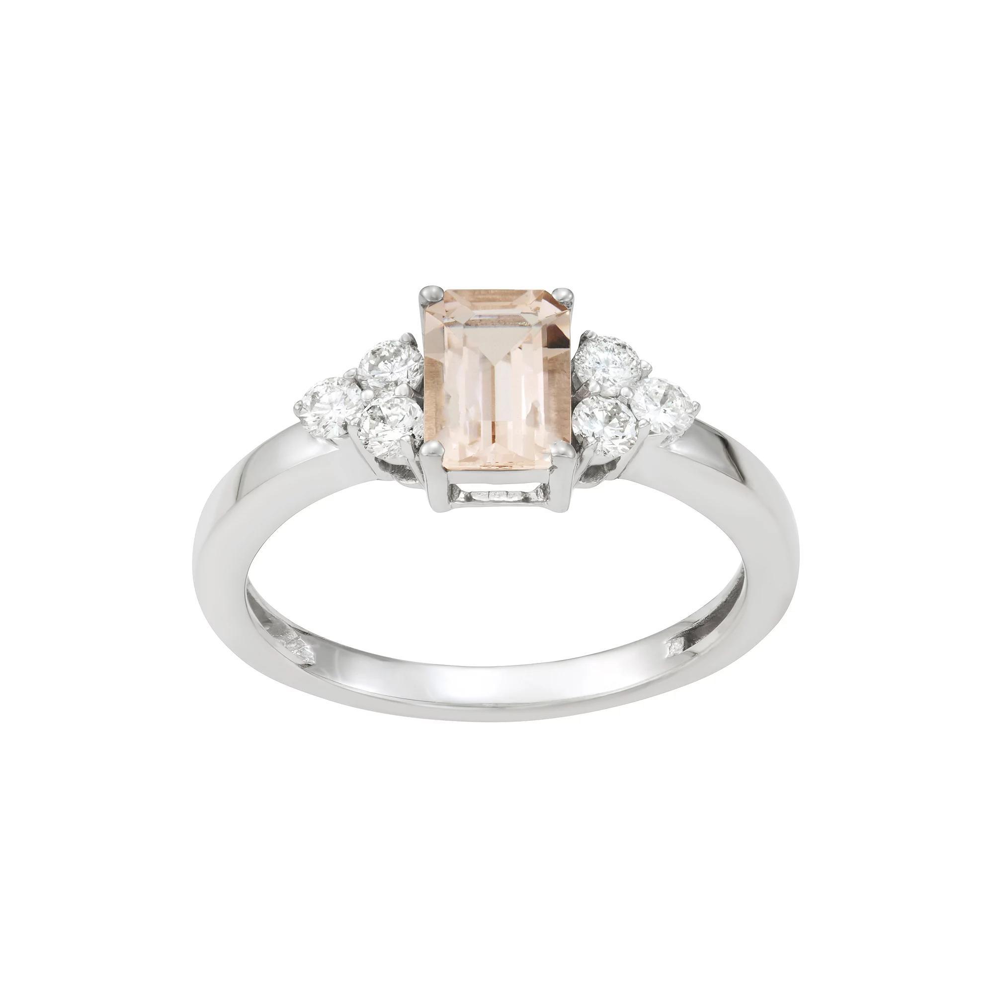 10k White Gold Gemstone & 1/3 Carat T.W. Diamond Ring, Womens Tanzanite Product Image