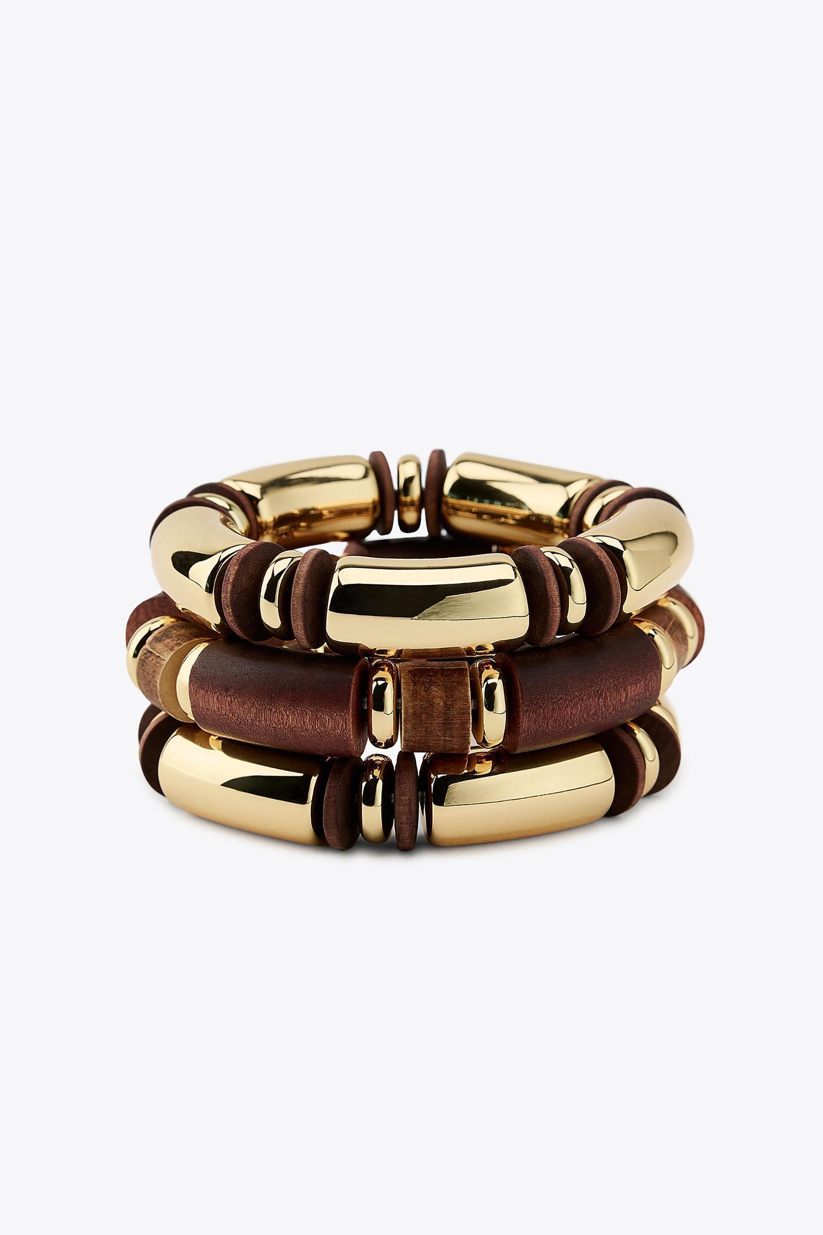3-PACK OF ELASTIC WOOD BRACELETS Product Image