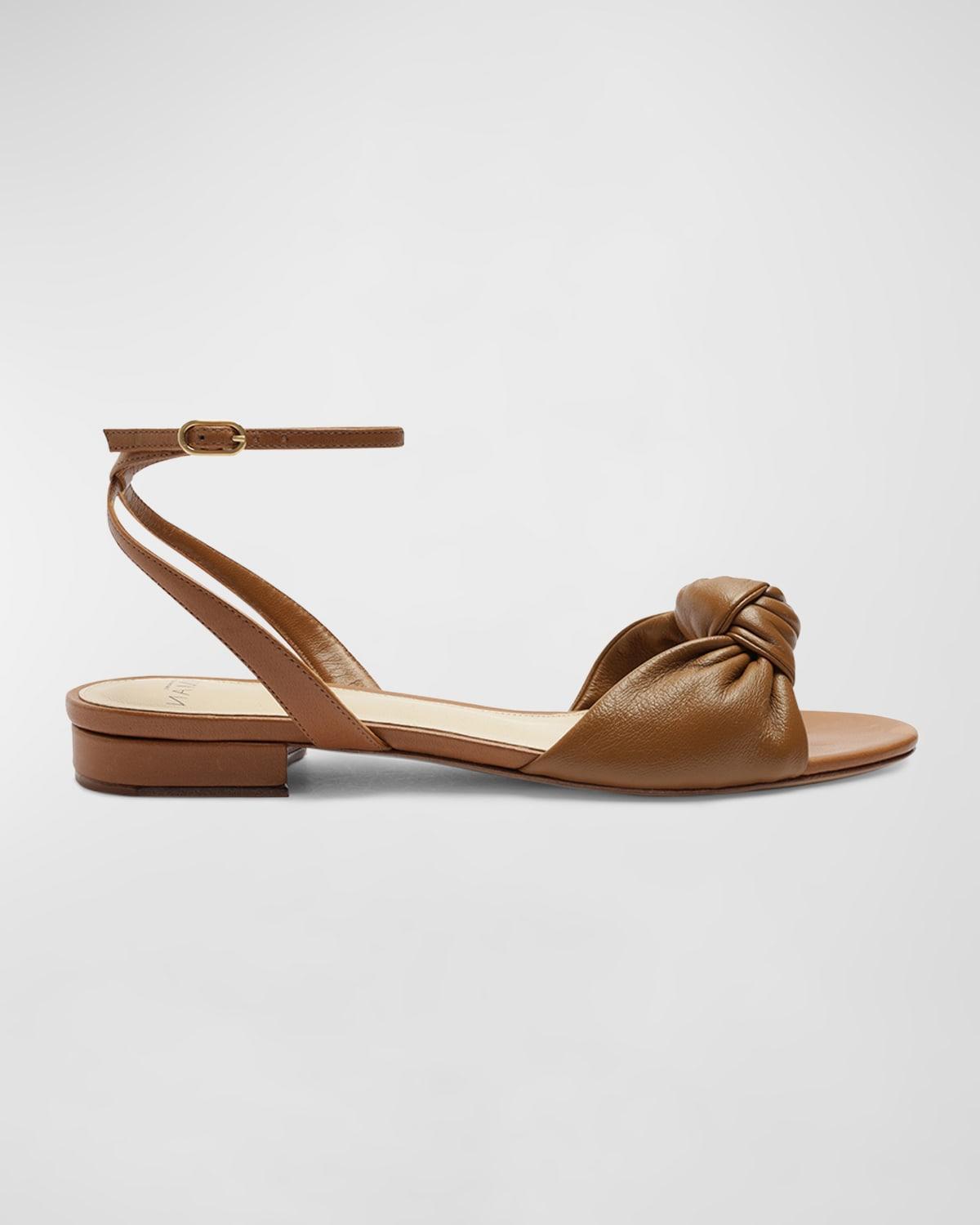 Kace Leather Knot Ankle-Strap Sandals Product Image