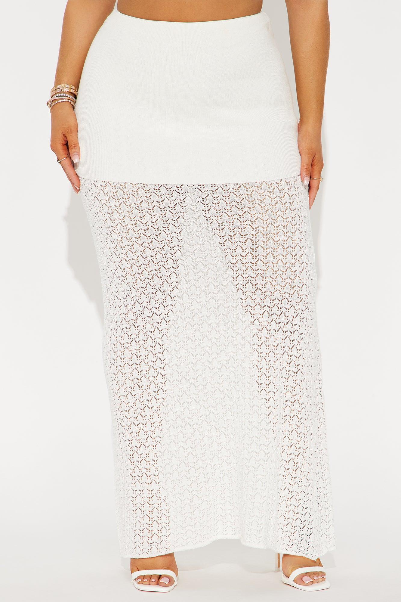 Island Sunsets Crotchet Maxi Skirt - White Product Image