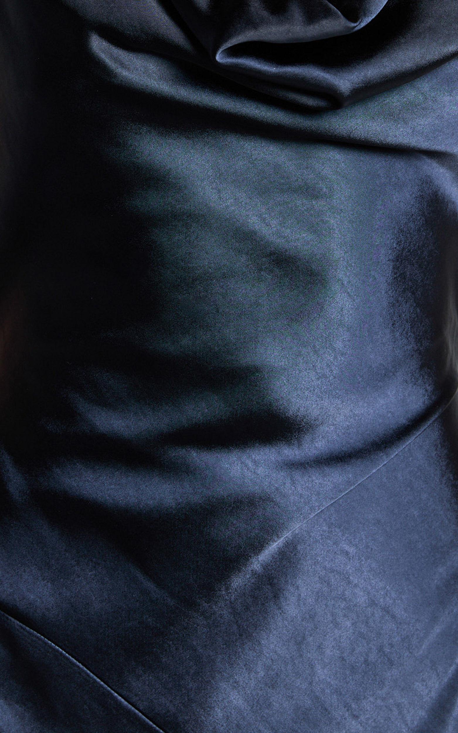 Adilah Maxi Dress - Cowl Neck Satin Dress in Navy Product Image