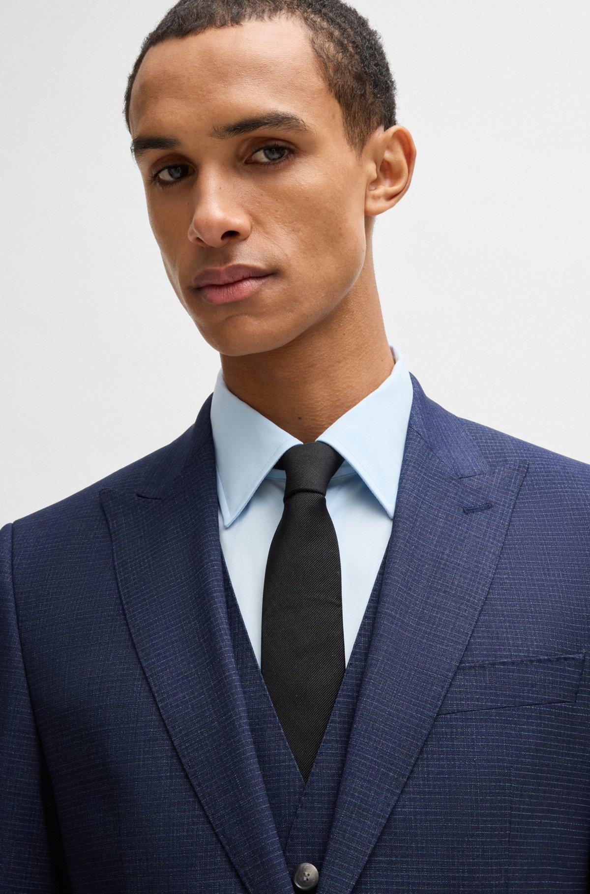 BOSS - Regular-fit three-piece suit in stretch wool - Dark Blue Product Image