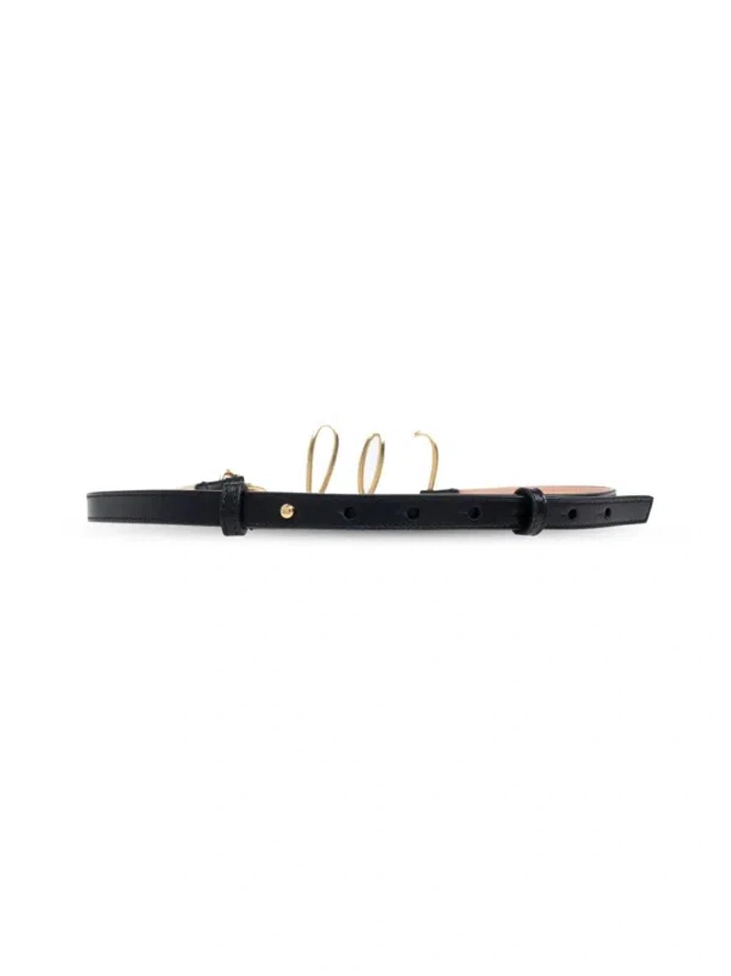 CHLOÉ Iconic Leather Belt Gold-tone Hardware In Black Product Image