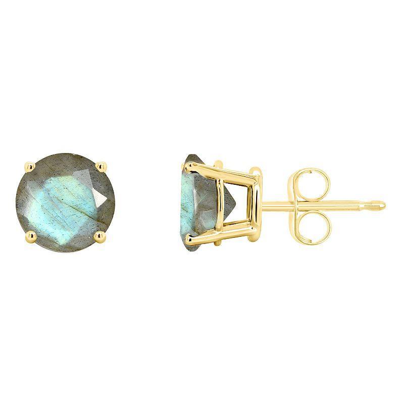 Celebration Gems 14k Gold Round Labradorite Stud Earrings, Women's Product Image