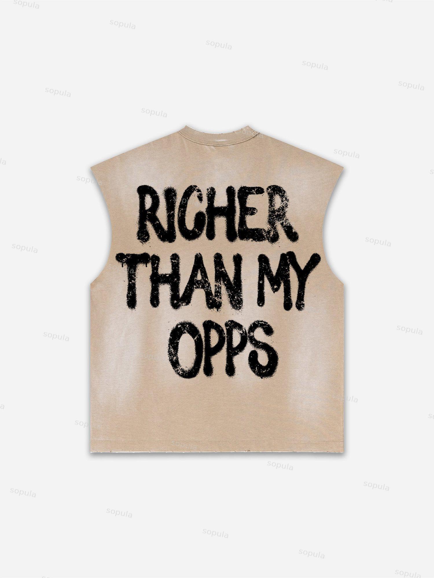 Men's Washed Richer Than My Opps Vintage Abstract Man Graphic Tank Top Product Image