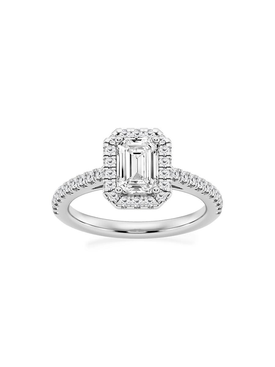 Womens 14K White Gold & Emerald-Cut Lab-Grown Diamond Halo Ring/1.30-3.60 TCW Product Image