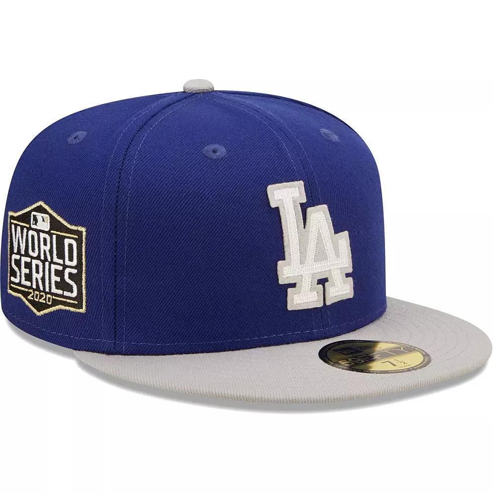 Men's New Era Royal/Gray Los Angeles Dodgers 2020 World Series Champions  Letterman 59FIFTY Fitted Hat, Size: 8, Blue Product Image