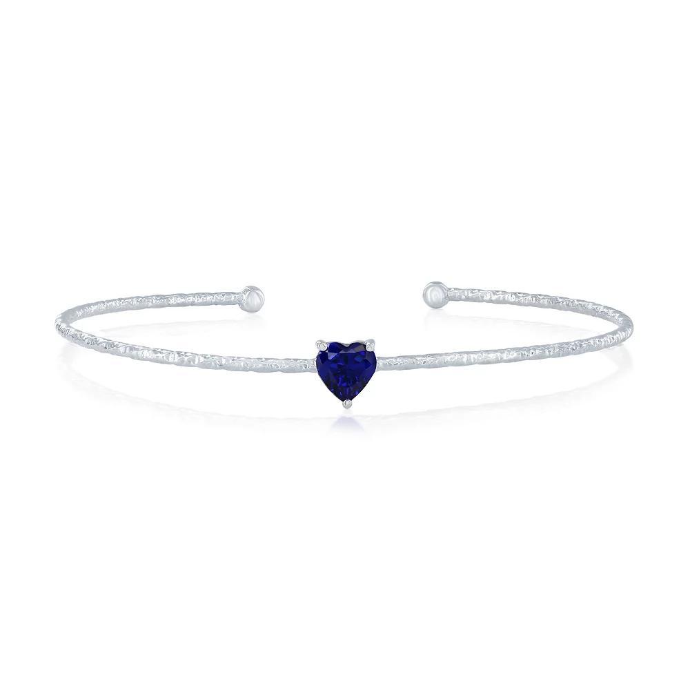 Argento Bella Sterling Silver Cubic Zirconia Birthstone Heart Bangle Bracelet, Women's, Size: 7", September Product Image