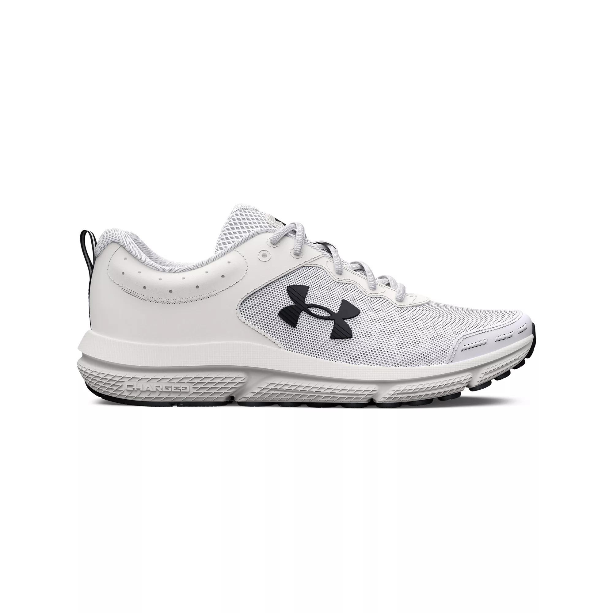 Under Armour Charged Assert 10 Men's Running Shoes, Size: 7.5, White Black Black Product Image