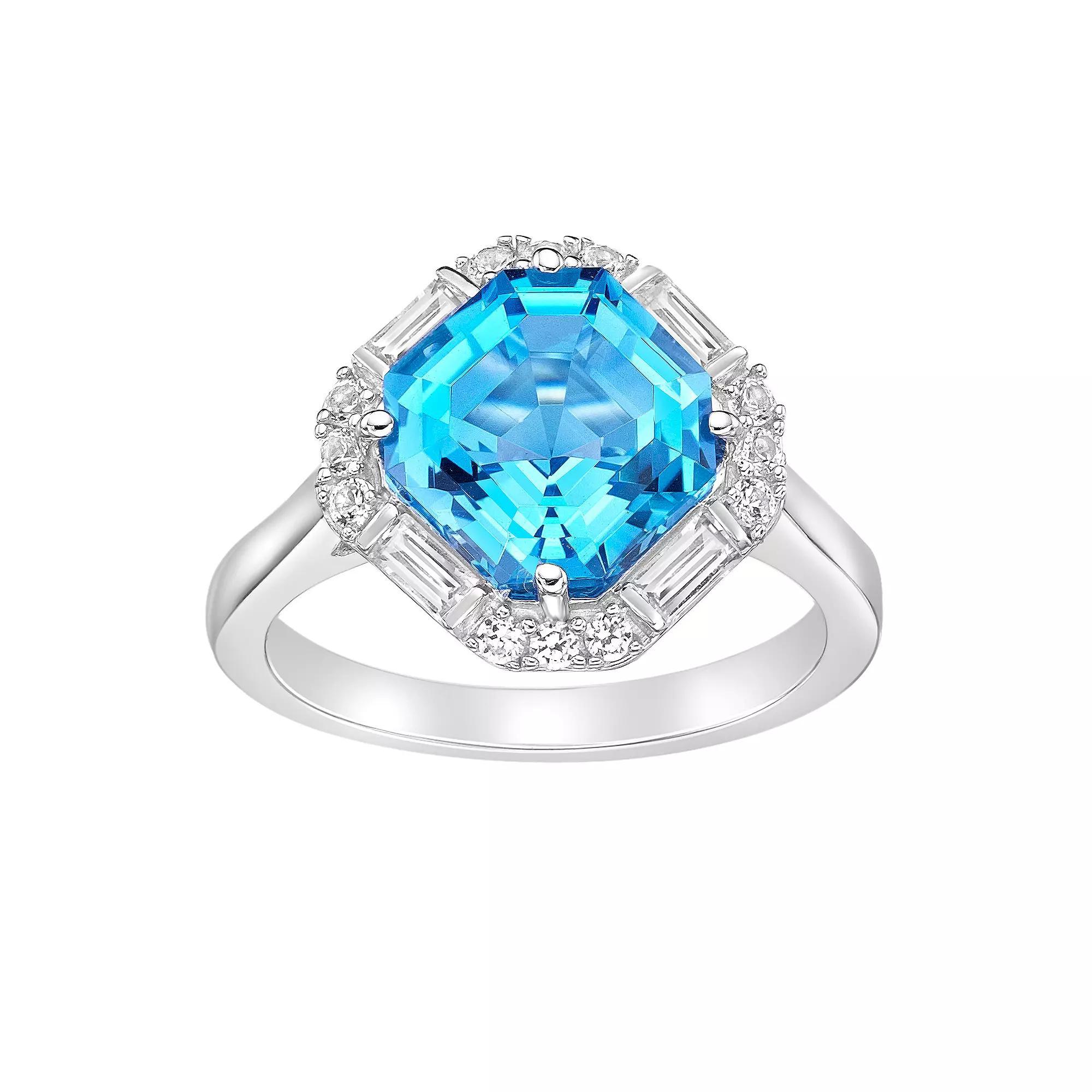 Gemminded Sterling Silver Blue Topaz & Lab-Created White Sapphire Ring, Women's, Size: 8 Product Image