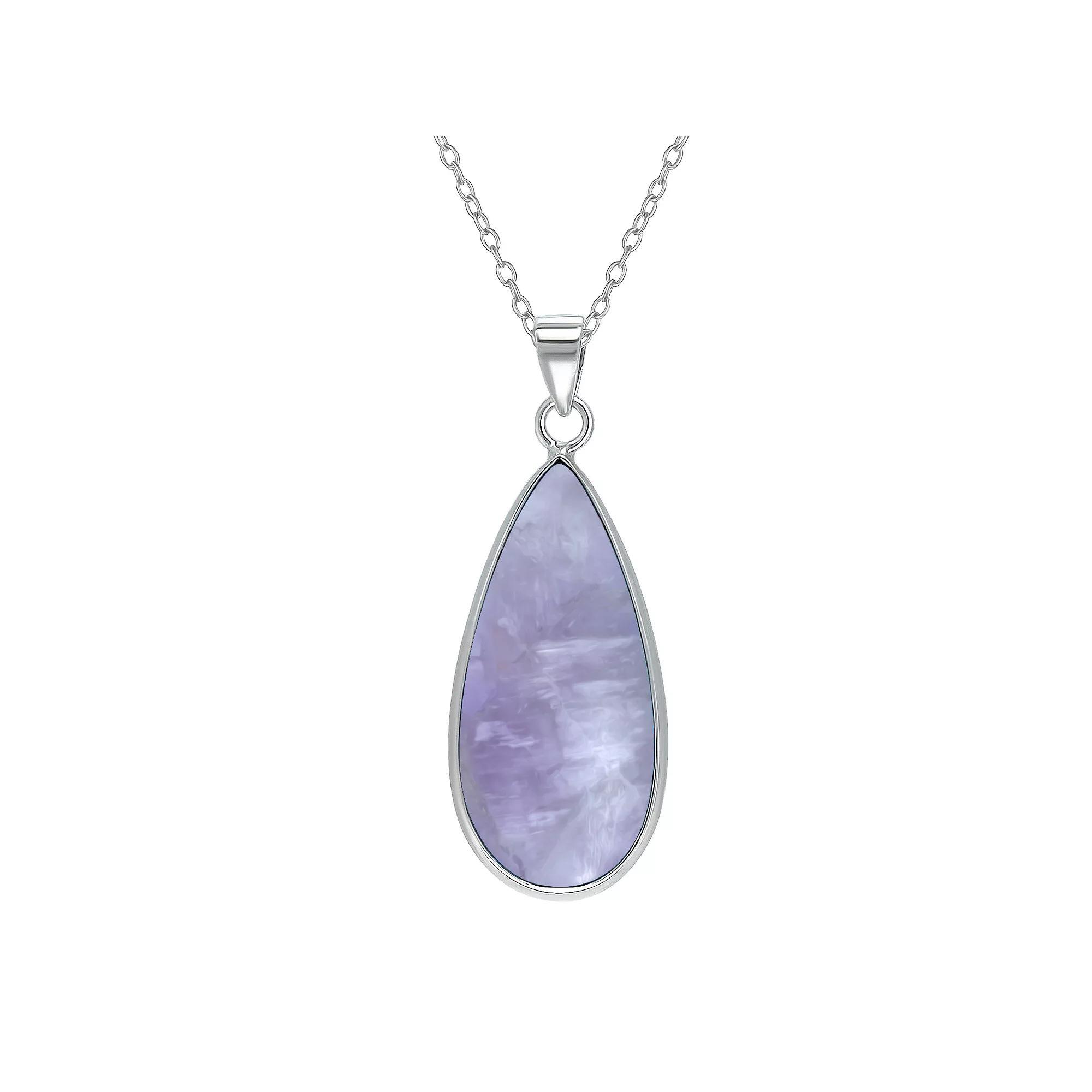Aleure Precioso Sterling Silver Pear Shaped Gemstone Drop Pendant Necklace, Women's, Size: 18", Purple Product Image