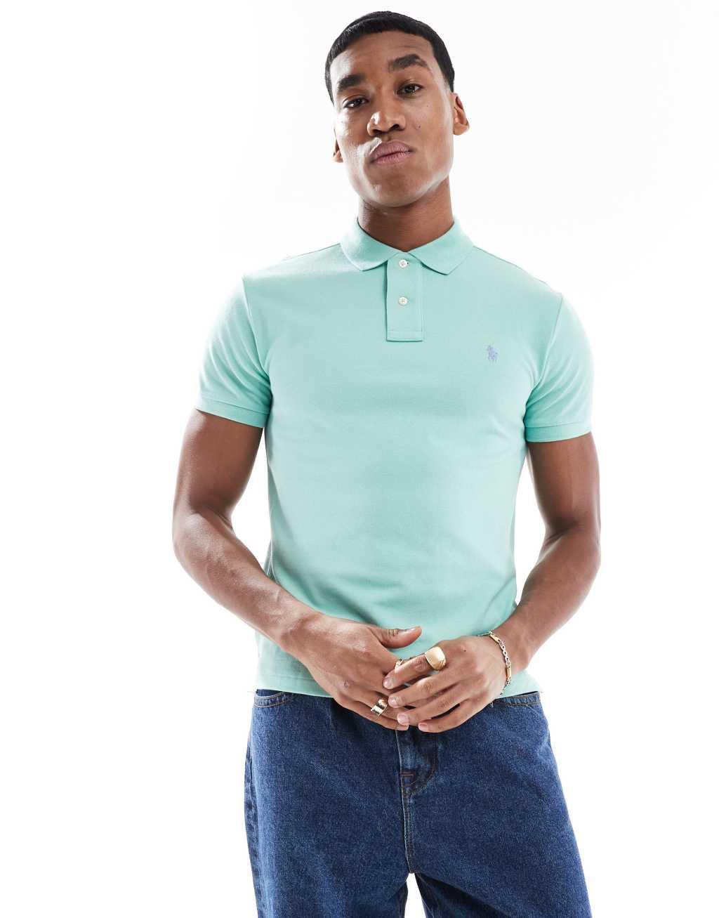Polo Ralph Lauren icon logo slim fit pique polo in light green Product Image