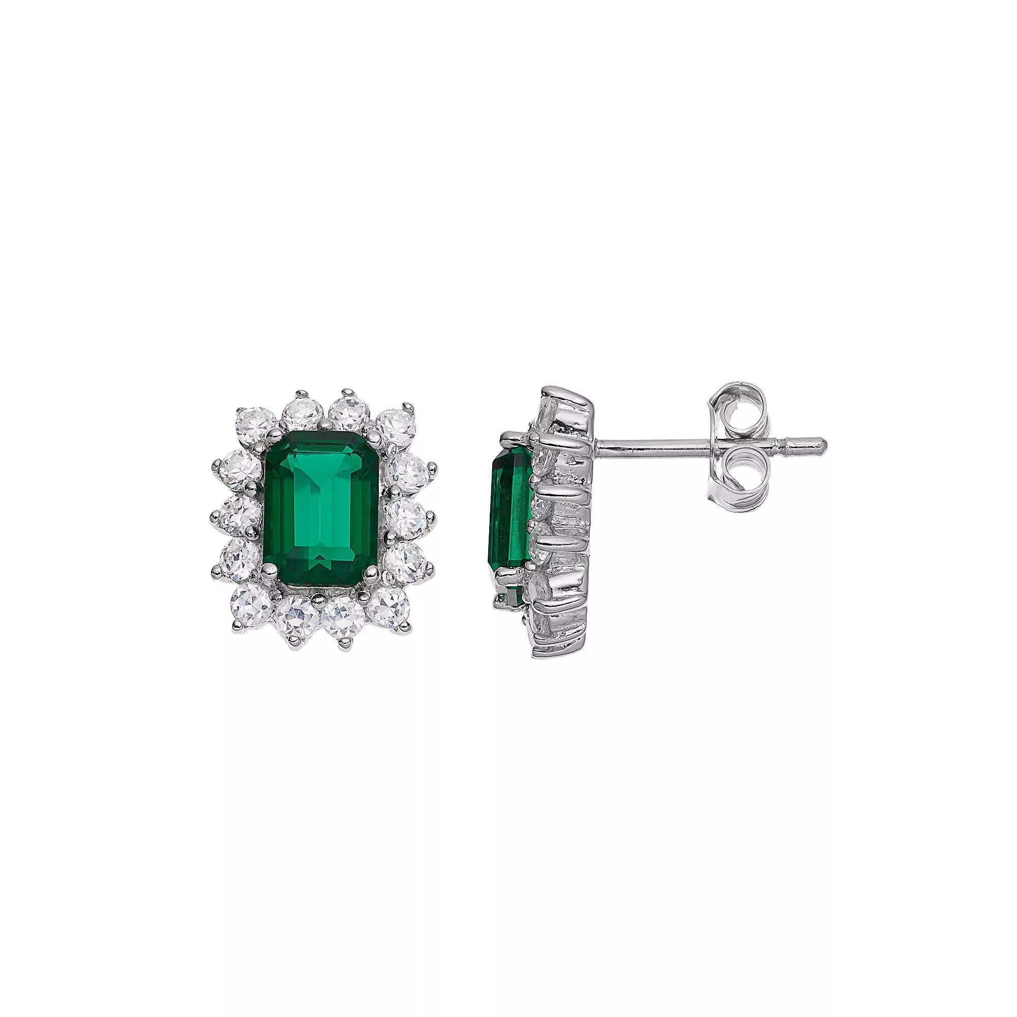Sophie Miller Cubic Zirconia Halo Stud Earrings, Womens, Green Product Image